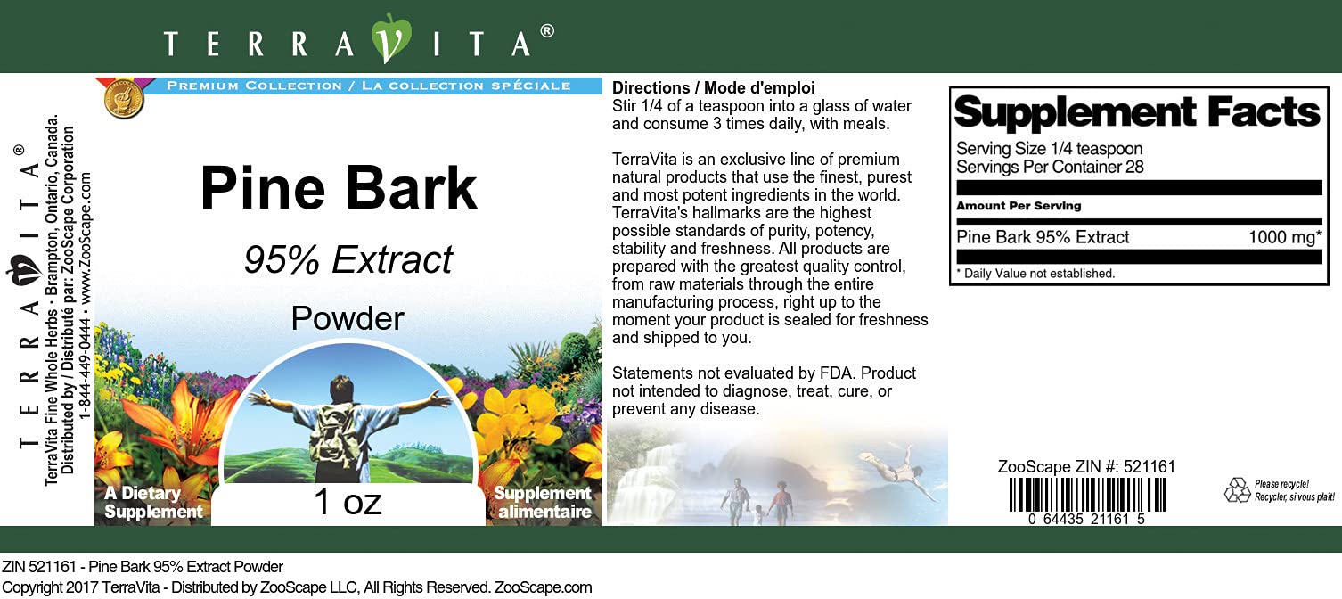 95% Pine Bark Extract Powder - 1 oz (ZIN: 521161) | Antioxidant Supplement for Immune Support & Skin Health | Perfect for Smoothies, Teas & DIY Beauty Recipes