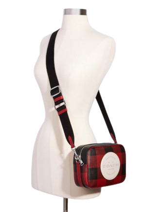Coach Dempsey Camera Bag - Buffalo Plaid Print Crossbody Bag with Signature Coach Patch | Stylish Everyday Purse for Women, Work, Travel & Date Night