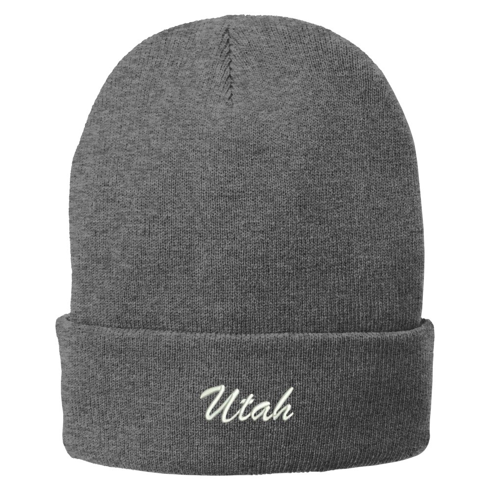 Trendy Embroidered Winter Beanie for Men & Women - Soft Folded Long Knit Hat - Warm Fleece Lined Cap for Cold Weather - Perfect for Skiing, Snowboarding & Outdoor Activities