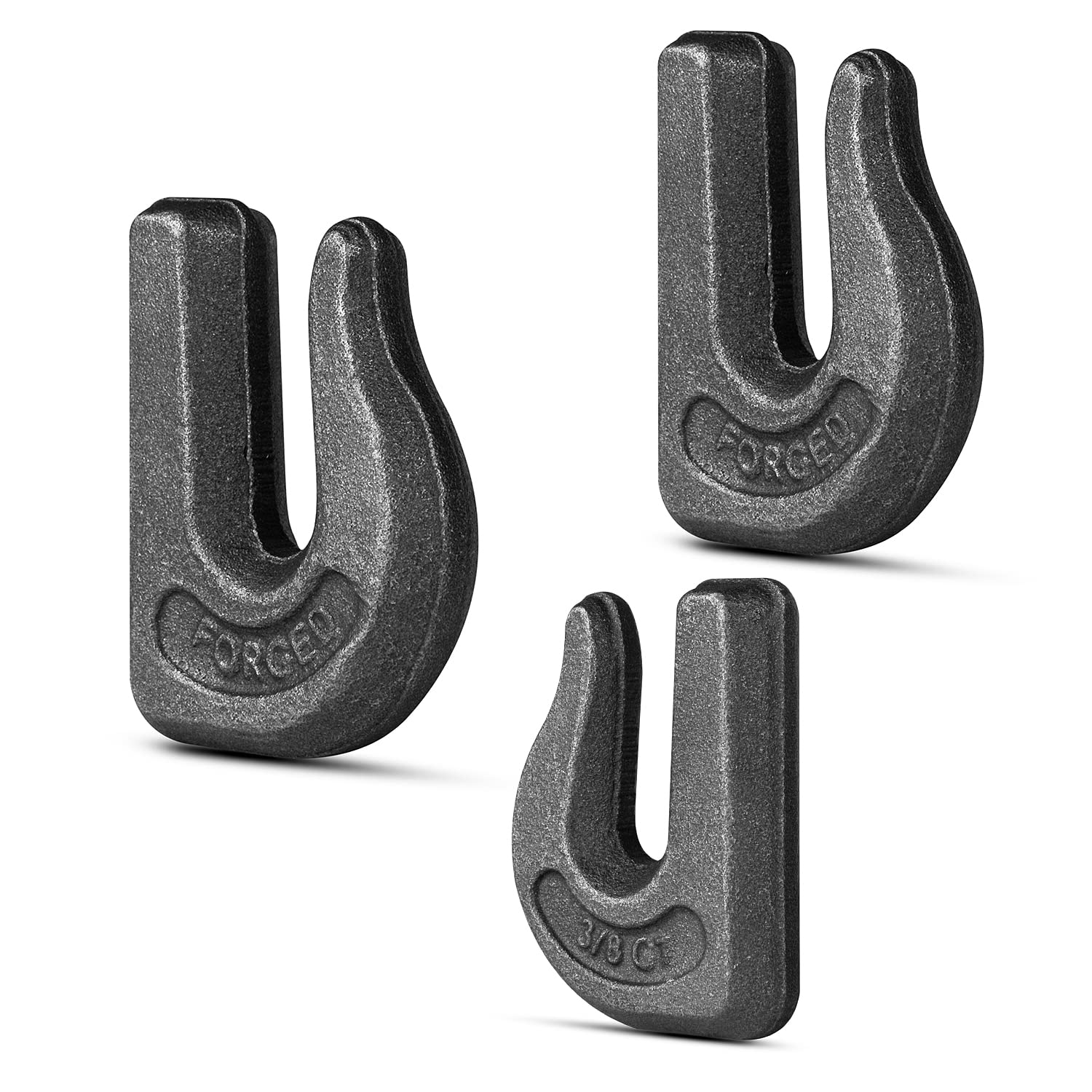 6Pcs Heavy Duty Weld-On Chain Hooks, 3/8 Inch Grade 70 Forged Steel Clevis Grab Hooks for Tractor Bucket - Perfect for Chain Pulling, Lifting, Rigging & Forklift Trailer Applications - Ideal for Farm, Construction & Industrial Use
