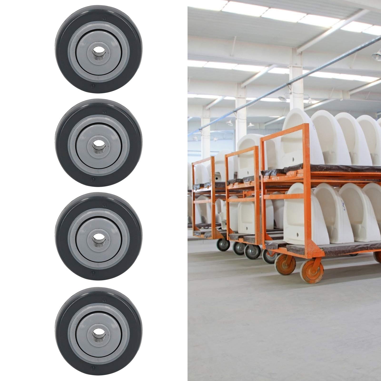 Silent Caster Wheels - Ultra Quiet Mute Wheels for Medium Stents, Supermarkets & Retail Stores | Noise-Free Mobility Solution