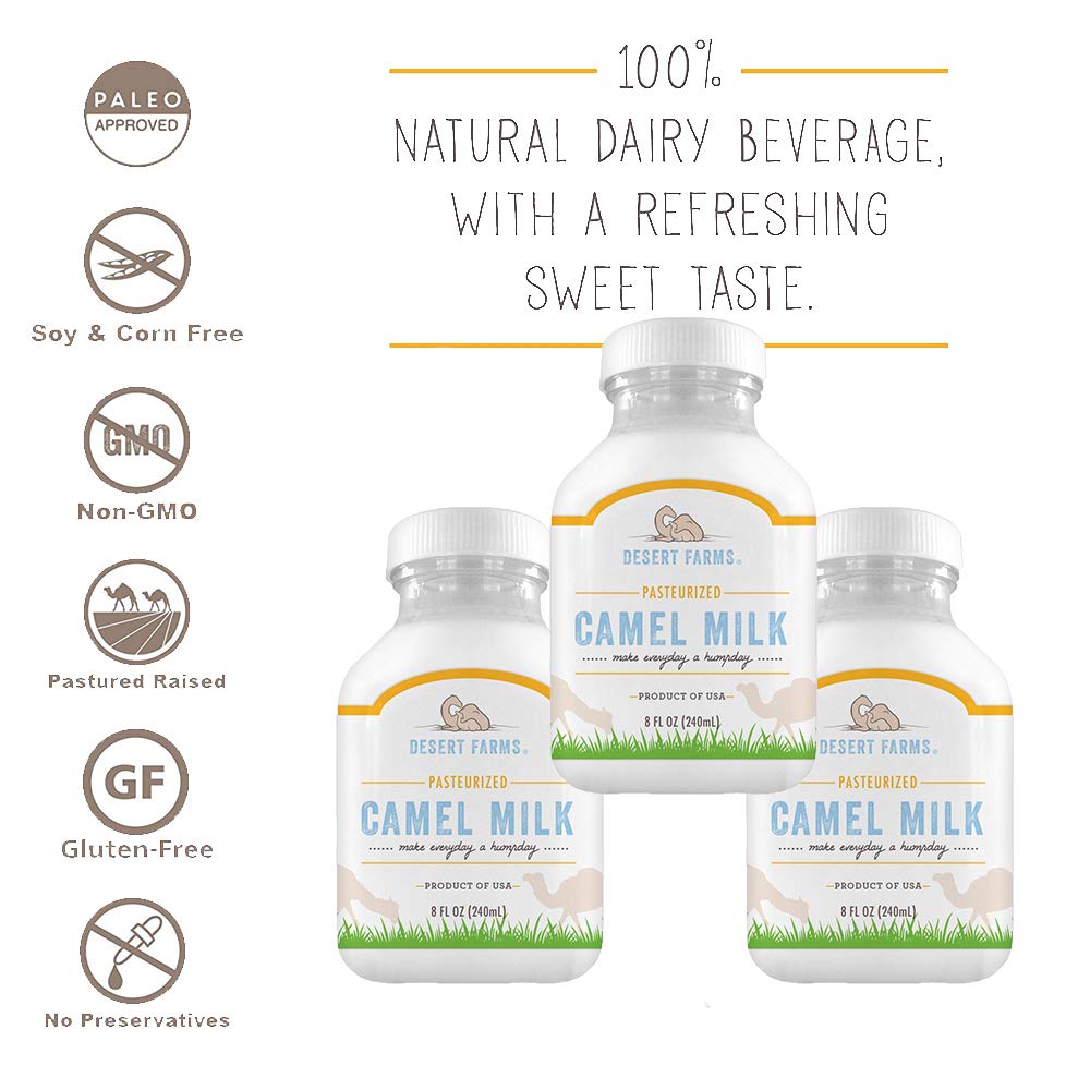 Organic Fresh Frozen Camel Milk - Grade A Allergen-Free, Pure & Natural - Healthy Camels from Midwest USA [6 Pack] - Perfect for Smoothies, Coffee Creamer & Immune Support