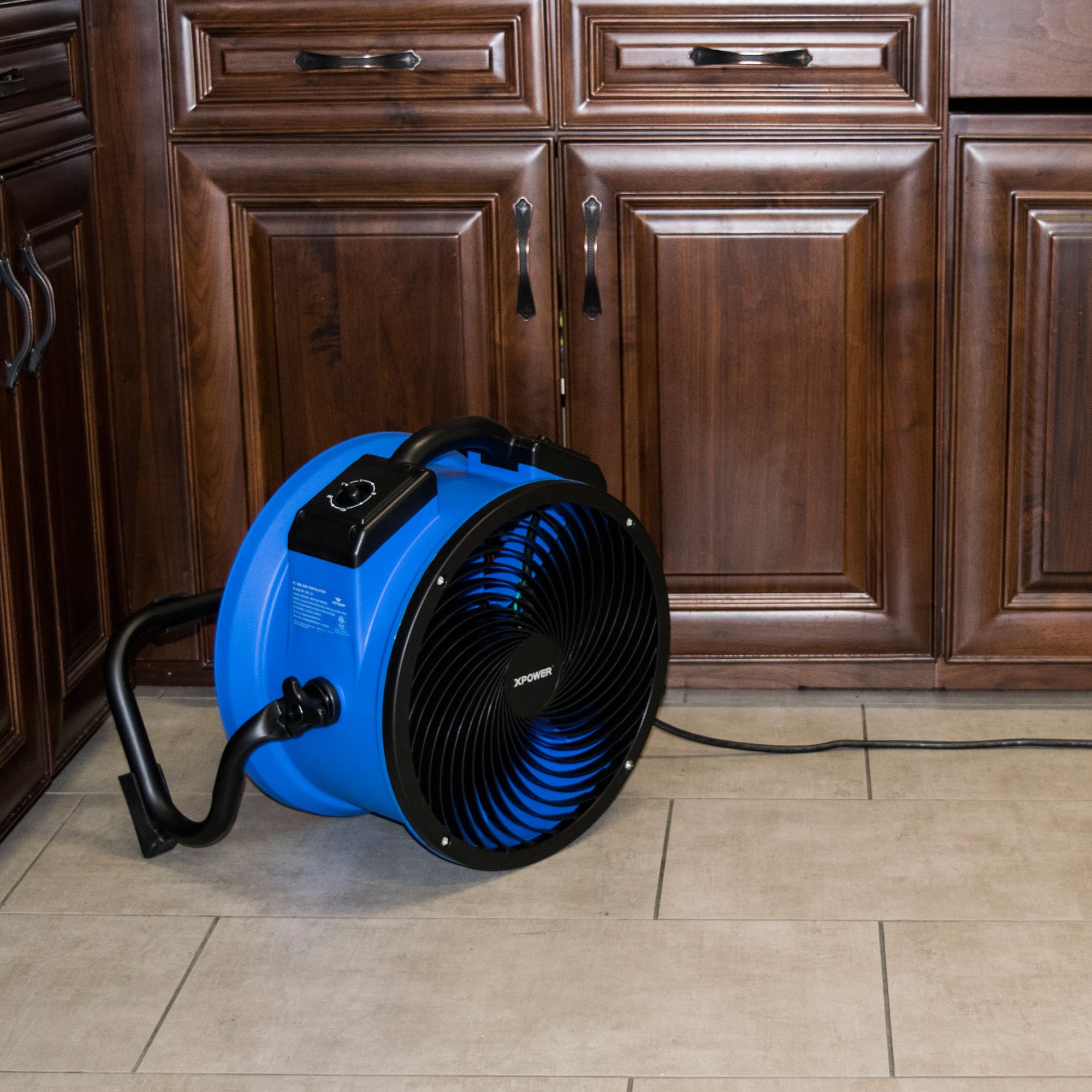 XPOWER FC-300 Heavy Duty Industrial High Velocity Air Circulator Fan - 14 Inch, 2100 CFM, Variable Speed with Timer, Black & Blue - Perfect for Shop Floors, Warehouses, Construction Sites, and Large Room Ventilation