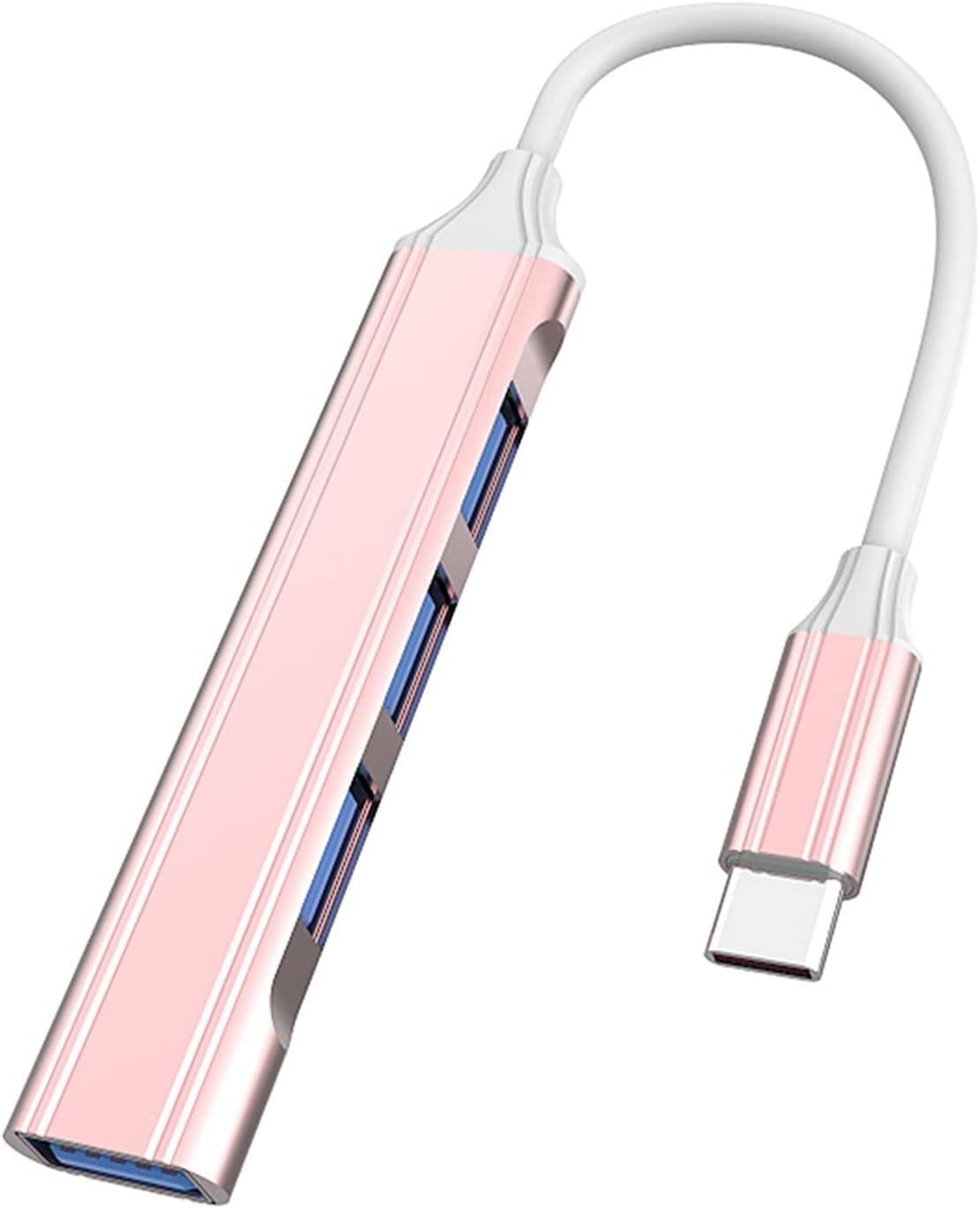 4-in-1 USB C Hub with USB 3.0 Ports - High Speed Multi-Port Adapter for MacBook Pro/Air, Laptop, iPad - Compact & Heat Dissipation Design (Pink) - Perfect for Home Office, Travel & Remote Work
