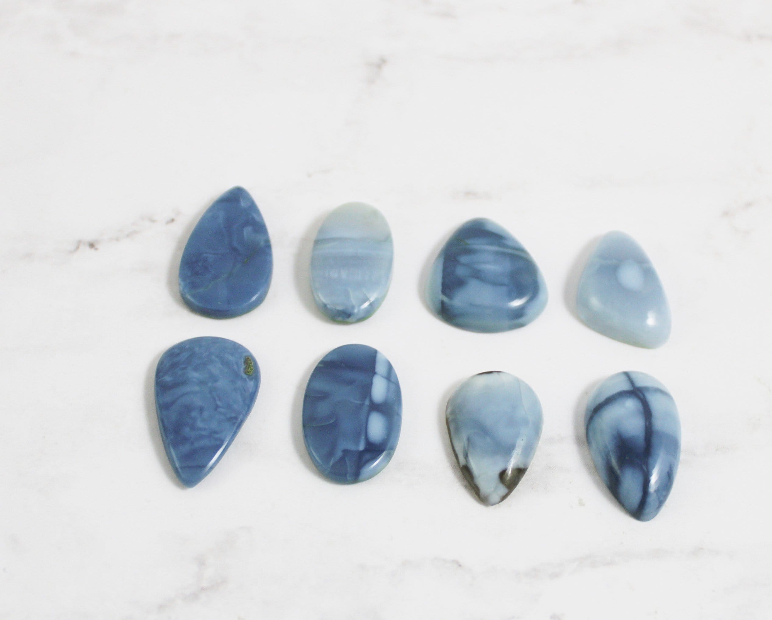 Premium Blue Opal Cabochons for Jewelry Making - Natural Gemstone Beads for Necklaces, Rings & DIY Crafts