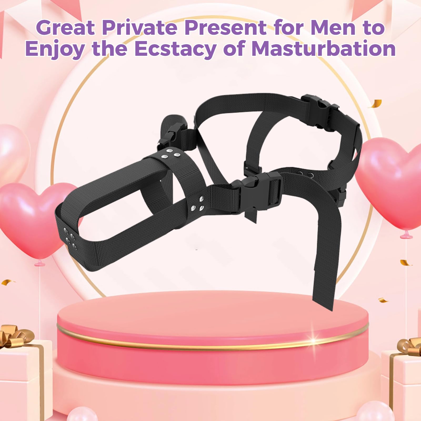 Adjustable Hands-Free Male Masturbator Cup with Straps - Wearable Male Stroker for Solo & Couples Play - Soft & Comfortable Sex Toy for Enhanced Pleasure (Perfect for Travel & Discreet Play)