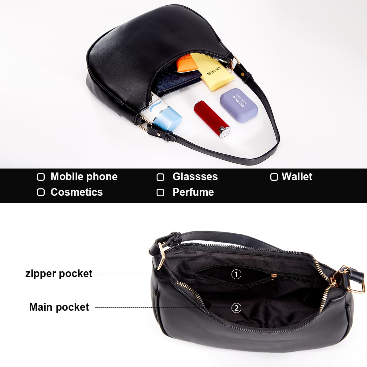 Trendy Women's Shoulder Bag - Stylish Crescent Clutch Purse for Everyday Use, Work & Evening Events | Small Handbag for Women