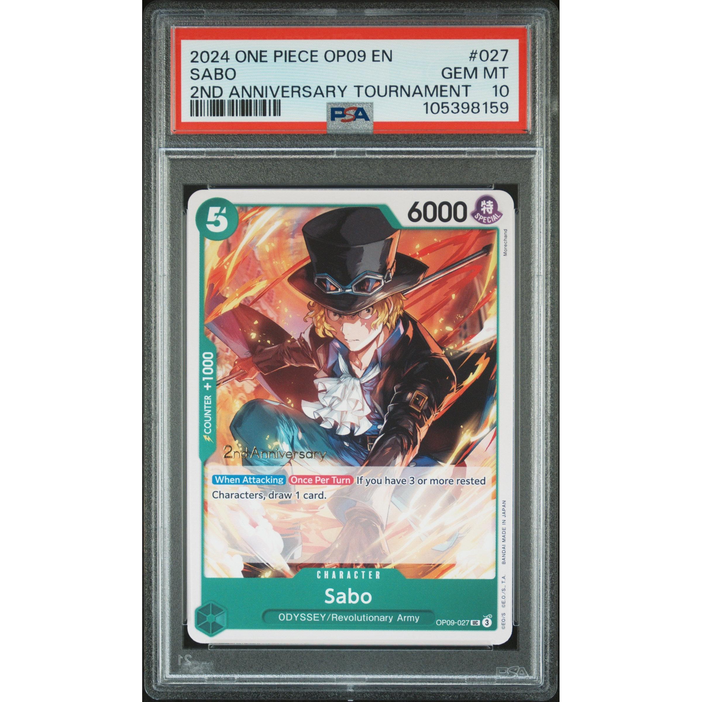 2024 One Piece 2nd OP09 Anniversary Tournament Sabo OP09-027 PSA 10 Graded Card - Perfect for Anime Collectors & Trading Card Game Battles