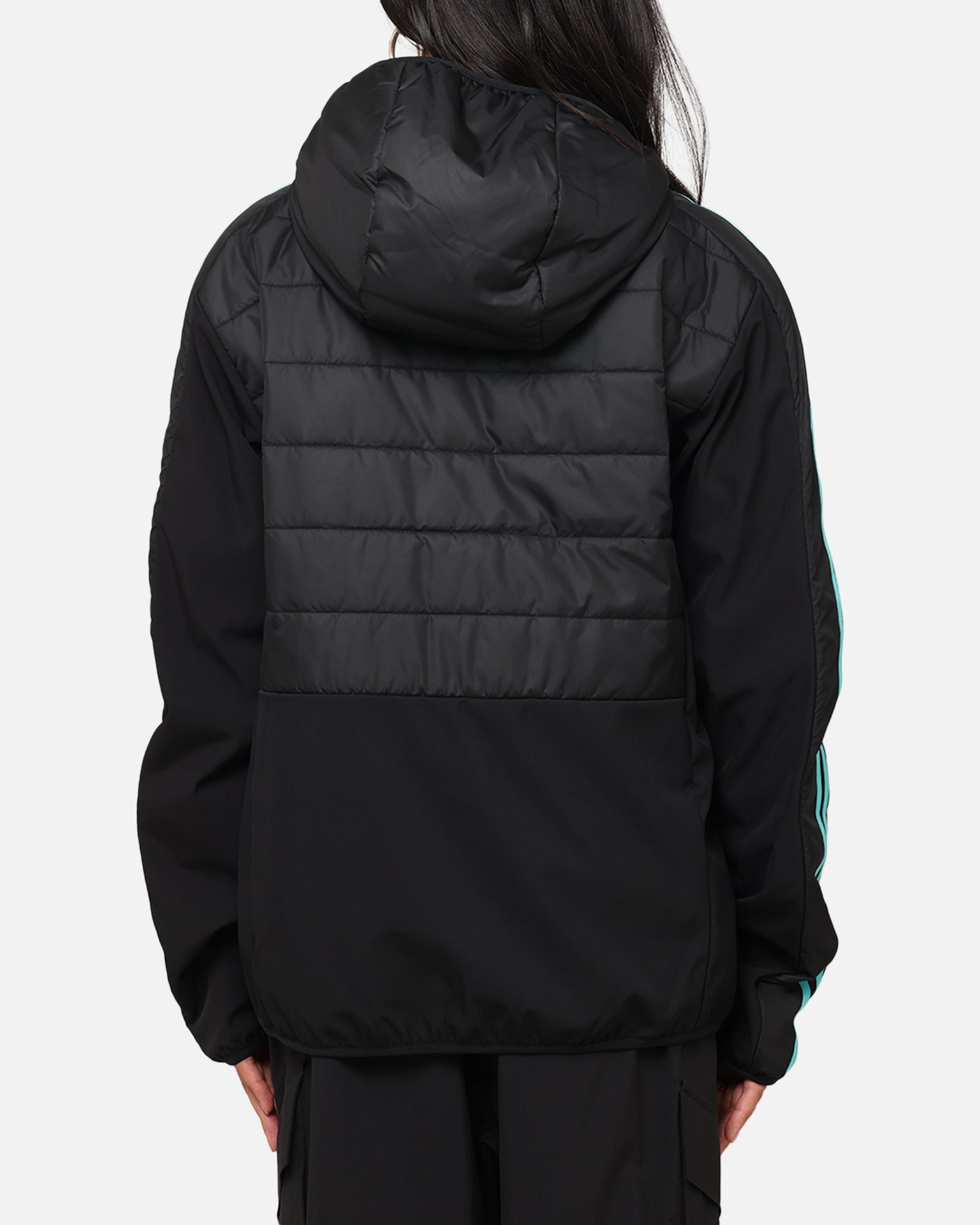 Adidas x Mercedes AMG PETRONAS F1 DNA Puffer Jacket for Men - Black & White Winter Coat for Racing Fans & Outdoor Activities