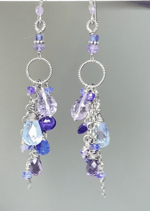 Blue Violet Boho Dangle Earrings - Amethyst, Blue Topaz & Kyanite Gemstone Jewelry in Oxidized Sterling Silver - Perfect for Festivals, Weddings & Boho Fashion