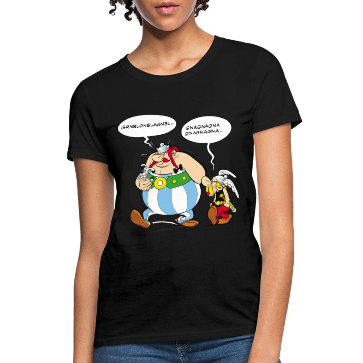 Asterix & Obelix Speech Bubbles Women's T-Shirt | Funny Comic Graphic Tee | Perfect for Cosplay, Comic Con & Casual Wear