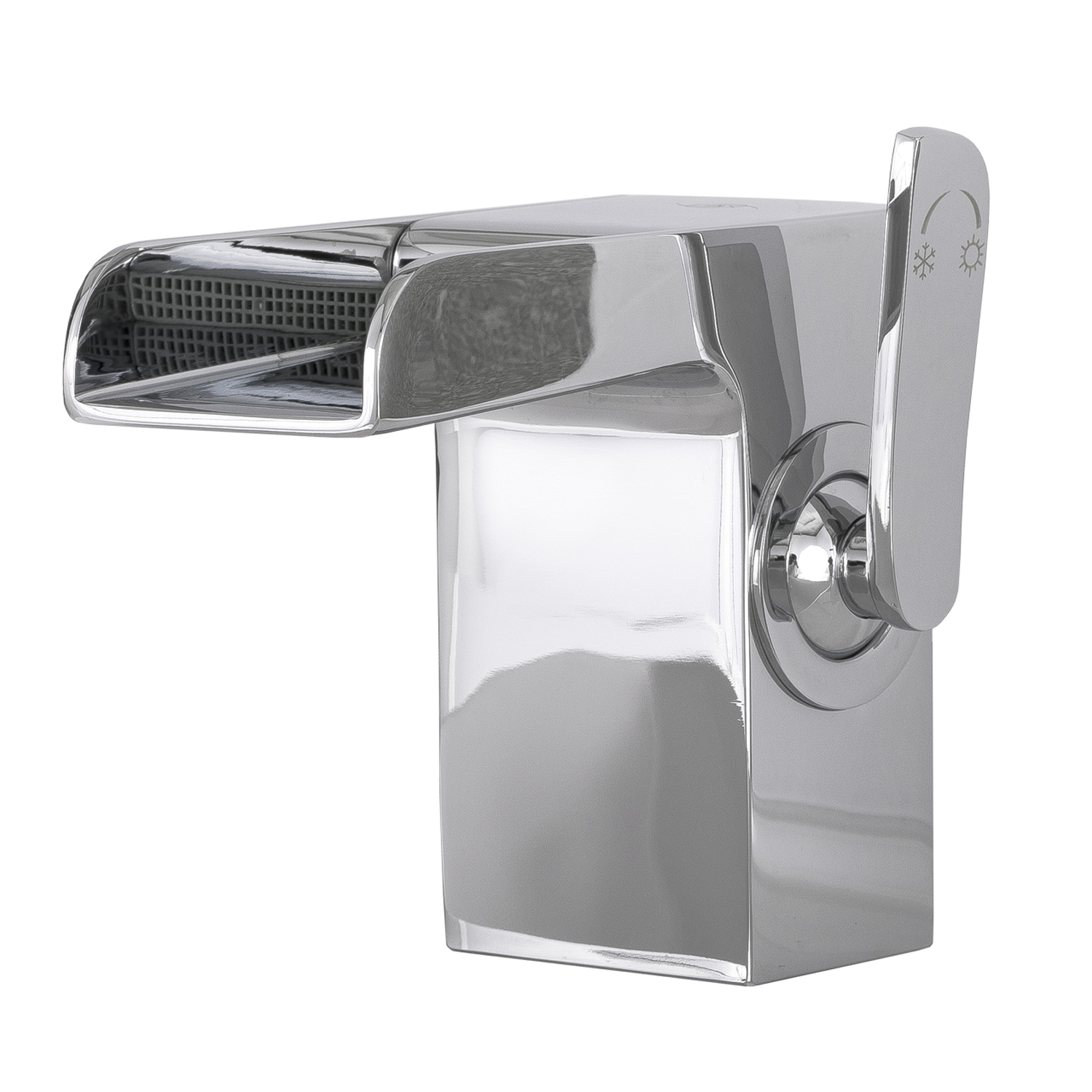 DAX 9825 Single Handle Waterfall Bathroom Faucet - Brass Body with Chrome Finish, 5 1/8 x 4 5/16 Inches - Modern Bathroom Sink Faucet for Vanity, Powder Room & Guest Bath Decor