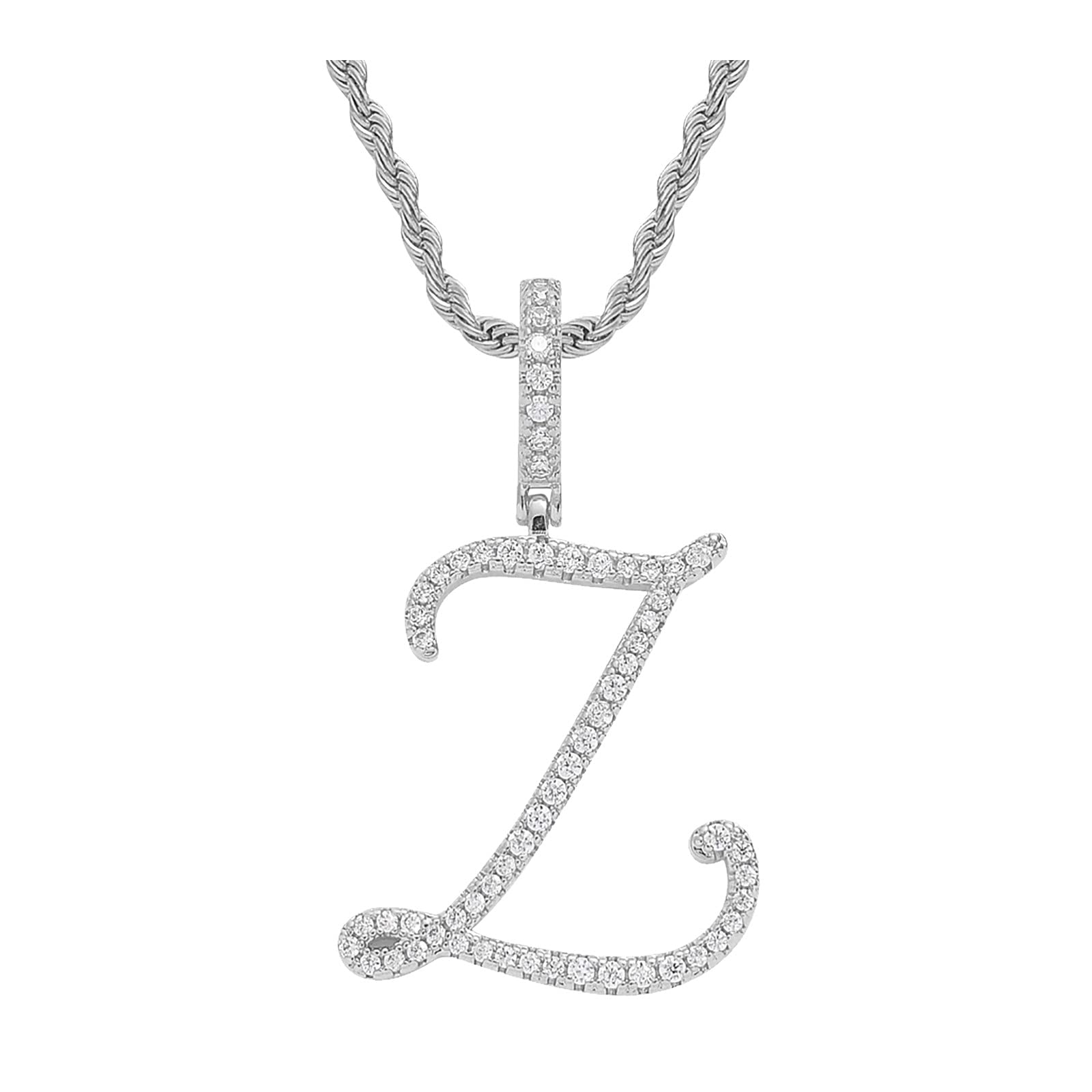 Diamond Letter Pendant Necklace for Men & Women - Silver Initial Chain Jewelry with Capital Letter Charm | Perfect for Gifts, Anniversaries, and Everyday Fashion