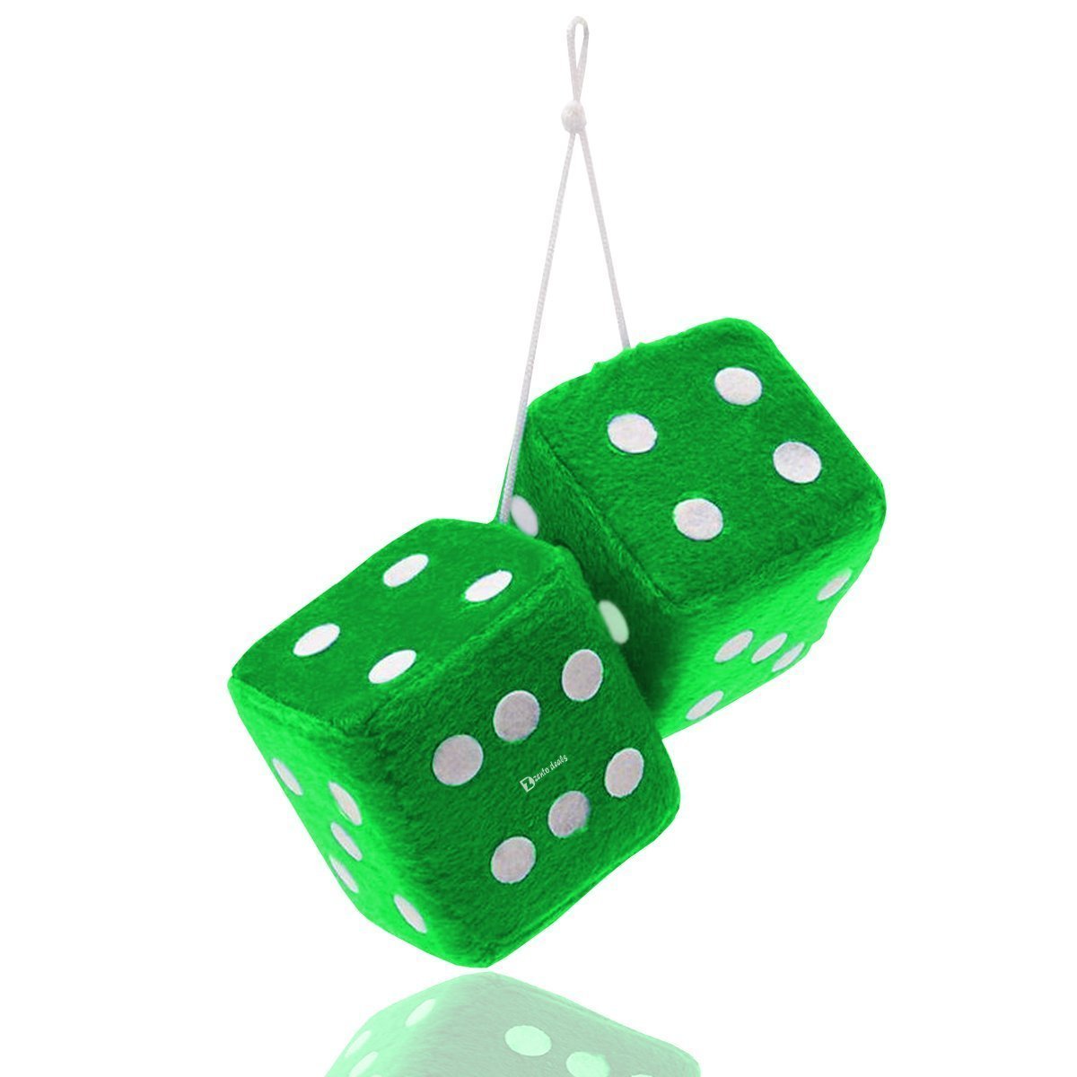 Zento Deals Pair of Hanging Black Dots Fuzzy Dice - Retro Car Accessories for Rearview Mirror Decoration - Perfect for Vintage Car Enthusiasts & Gift Giving