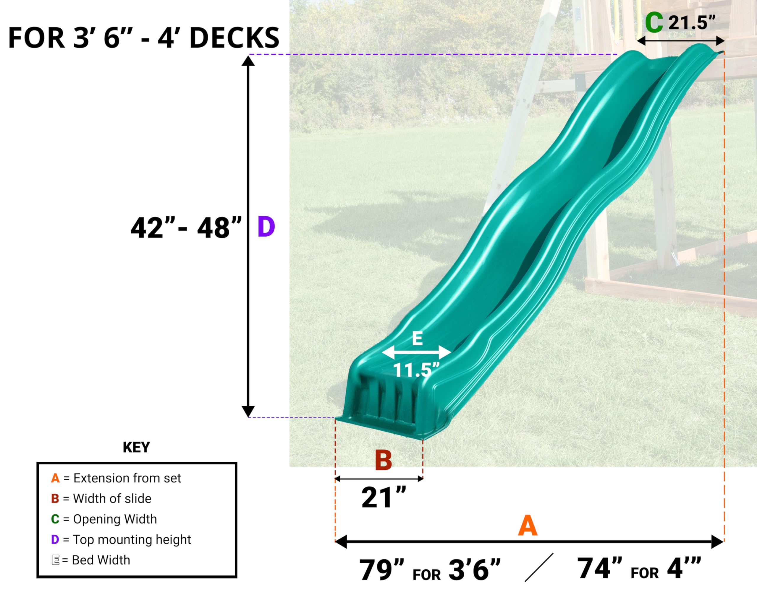 8ft Yellow Plastic Swing Set Slide for Kids - Durable Outdoor Playground Equipment for Backyard, Park & School Use