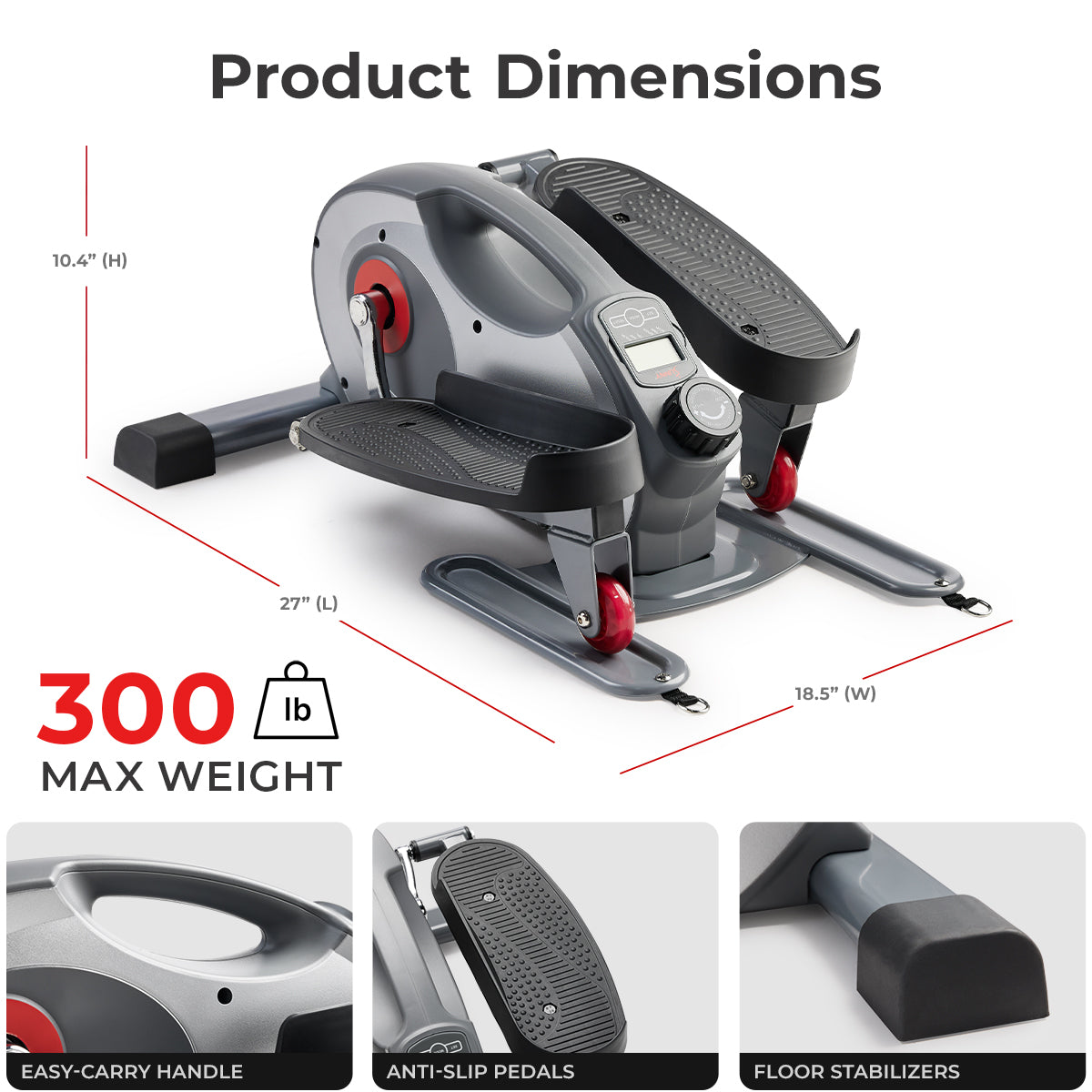 Smart Stand/Sit Mini Elliptical Trainer with Resistance Bands - Portable Under Desk Elliptical Machine for Home & Office Workout, Perfect for Small Spaces and Sedentary Lifestyle
