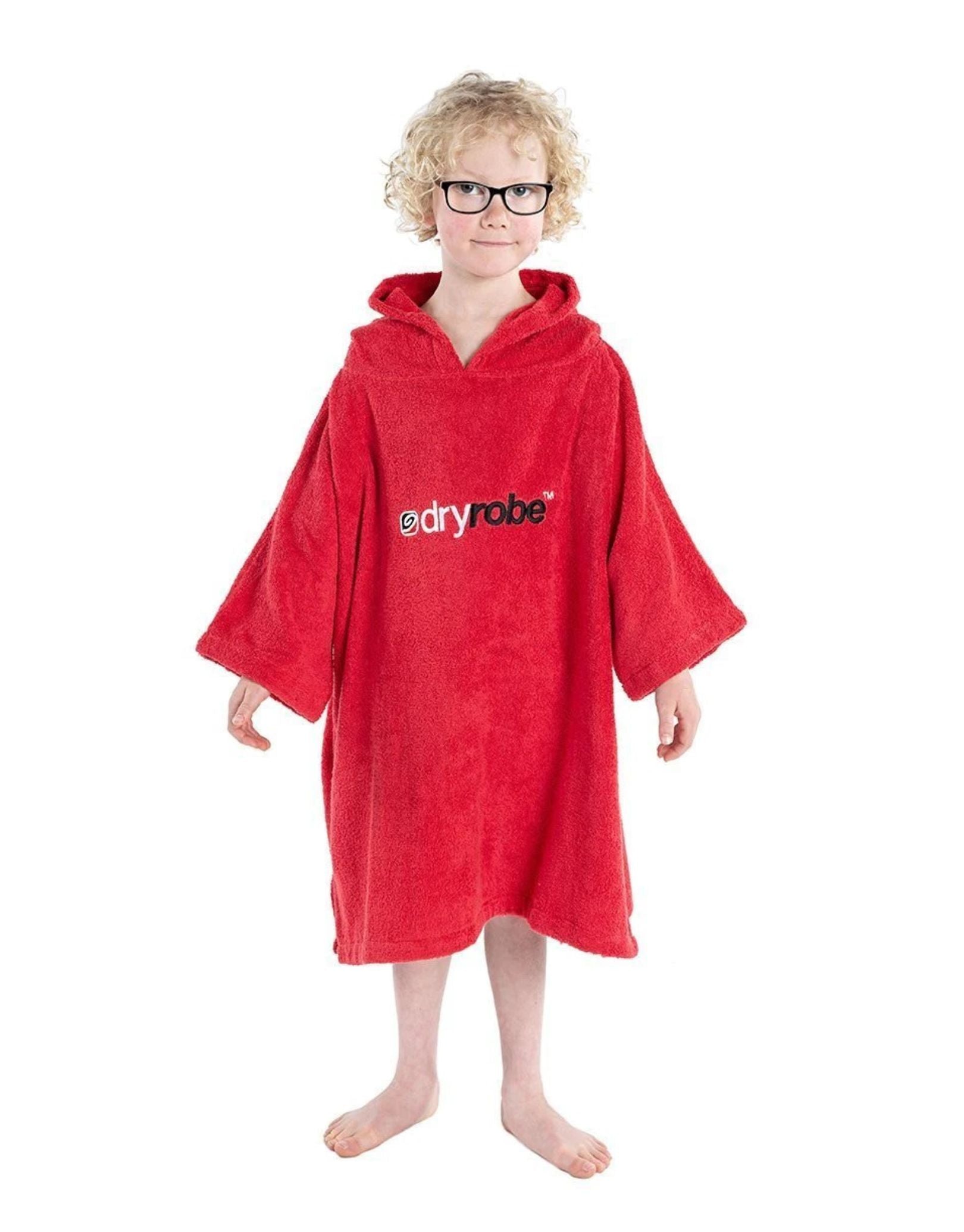 Organic Cotton Kids Short Sleeve Towel Poncho for Boys & Girls Ages 5-9 | Soft Hooded Bathrobe for Swimming, Beach & Pool Aftercare