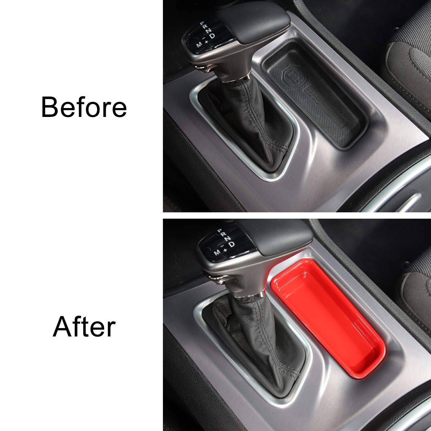 2015-2019 Dodge Charger Center Console Gear Shift Storage Trim Panel - ABS Red 2pcs Voodonala Accessory for Enhanced Interior Organization & Style - Perfect for Car Enthusiasts & Daily Commuters