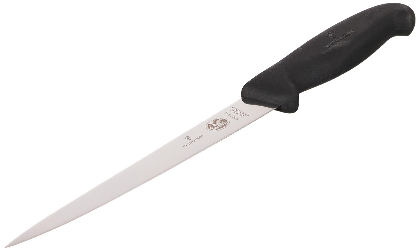 Victorinox 7 Inch Fillet Knife with Straight Flexible Blade - Black Fibrox Handle for Fish Cleaning, Hunting & Outdoor Cooking - Model 5.3813.18