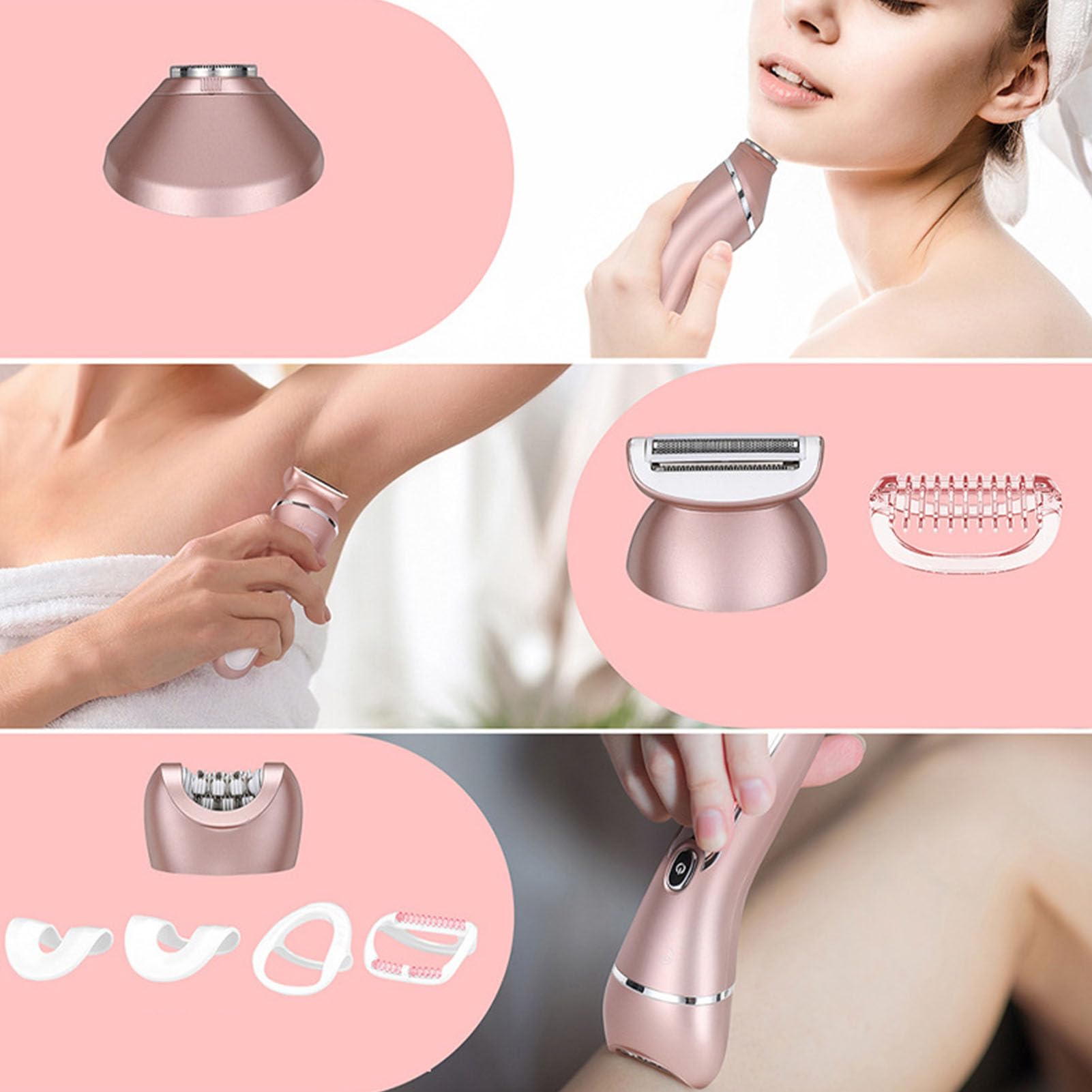 3-in-1 Electric Bikini Trimmer for Women - Painless Hair Removal with 3 Heads for Smooth Skin at Home & Travel