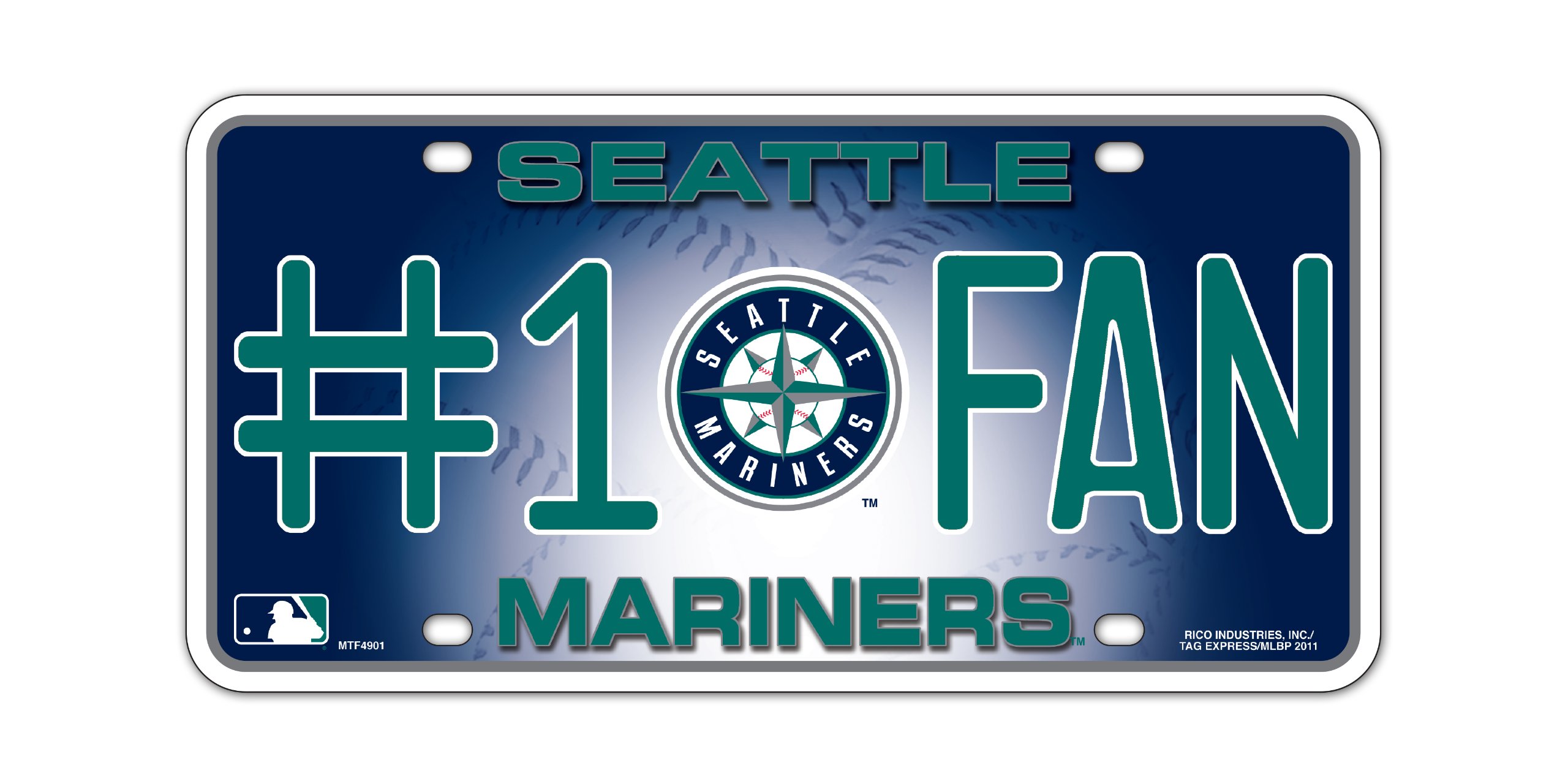 Rico MLB #1 Fan Metal Auto License Plate Tag - Perfect for Car Enthusiasts & Baseball Fans