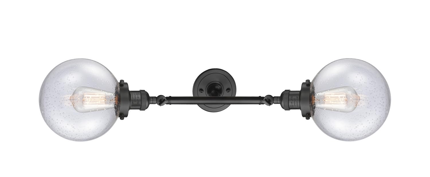Innovations 208L-OB-G204-8-LED 2 Light Vertical Bathroom Vanity Light Fixture in Oil Rubbed Bronze - Perfect for Modern Bathrooms, Powder Rooms & Spa-Style Decor