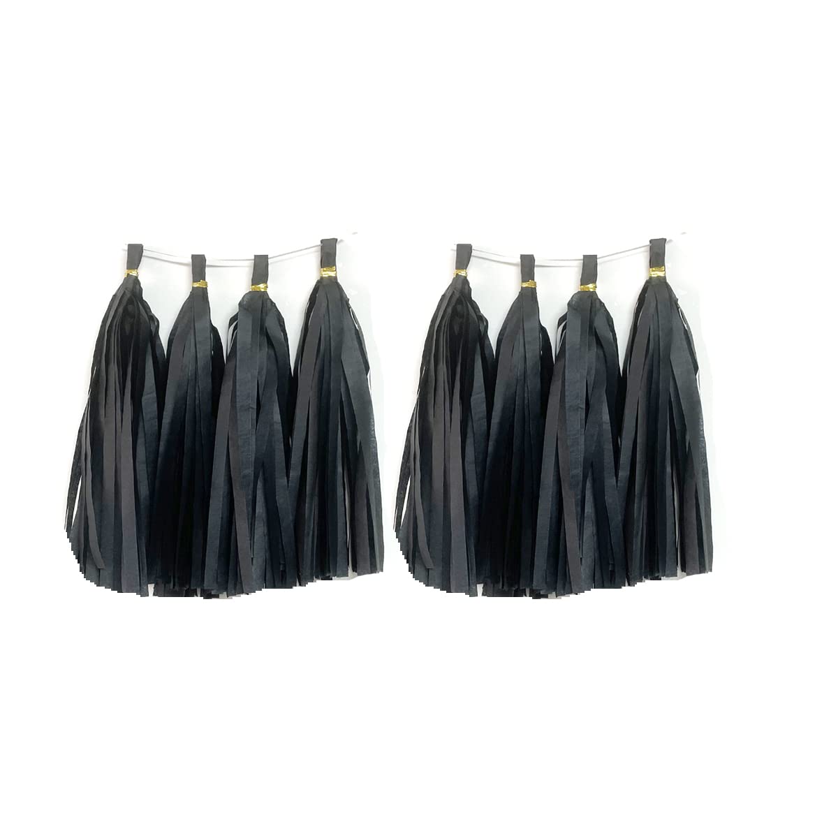 25pcs Black Paper Tassels Garland Banner - DIY Hanging Party Decorations for Baby Shower, Nursery, Wedding & Festival - Tissue Paper Tassel Decor for Wall, Ceiling & Table Settings