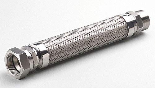 Flexible 316 Stainless Steel Metal Hose - 12 Inch Length, 3/4 Inch Diameter - Corrosion Resistant for Plumbing, Gas Lines & Industrial Use - Perfect for Home Repair, Automotive & HVAC Applications