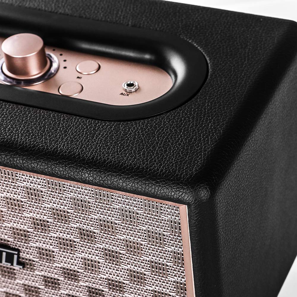 Premium Home Speaker with Rich Bass & Rotary Volume Control | Wireless Bluetooth & 3.5mm Aux Input | Ideal for Turntables, Record Players & Home Audio | AC Powered (Upgraded Version) | Perfect for Living Rooms, Bedrooms & Home Theater Systems