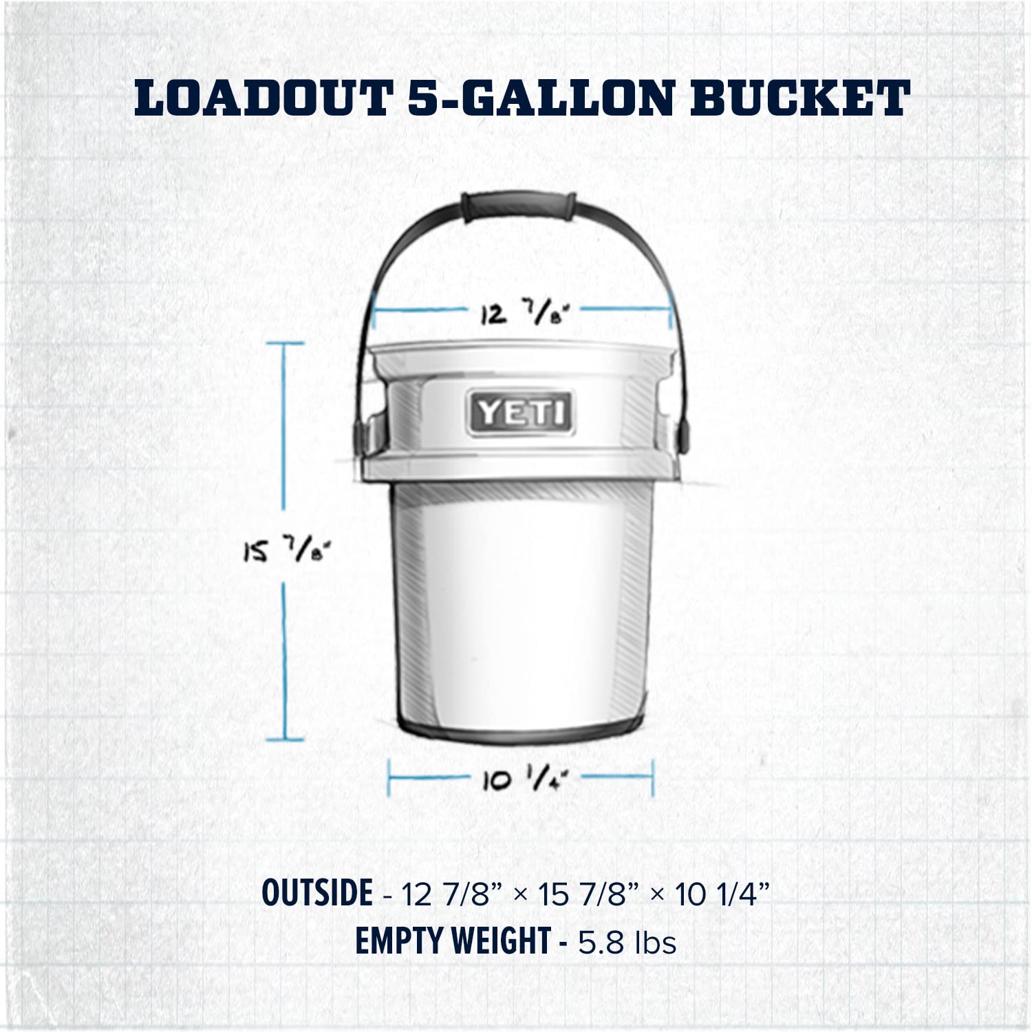 YETI Loadout 5-Gallon Heavy Duty Bucket - Durable Impact Resistant Fishing & Utility Pail for Outdoor Adventures, Camping, and Work Sites
