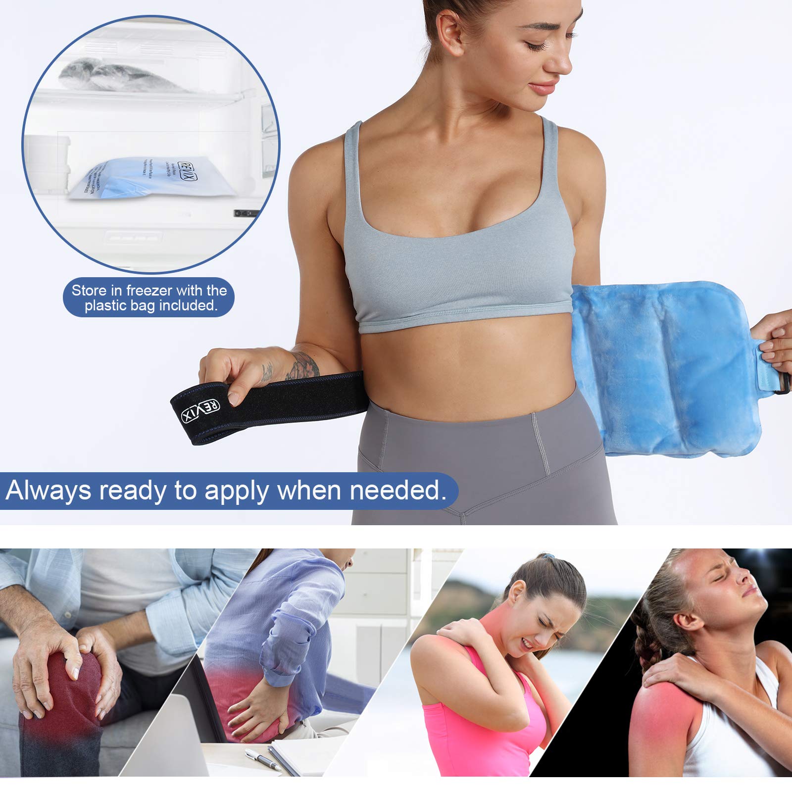 REVIX XL Knee Ice Wrap with Gel Pack - Cold Therapy for Knee Pain, Swelling & Back Injury Relief - Ideal for Post-Surgery, Sports Injuries & Arthritis Recovery