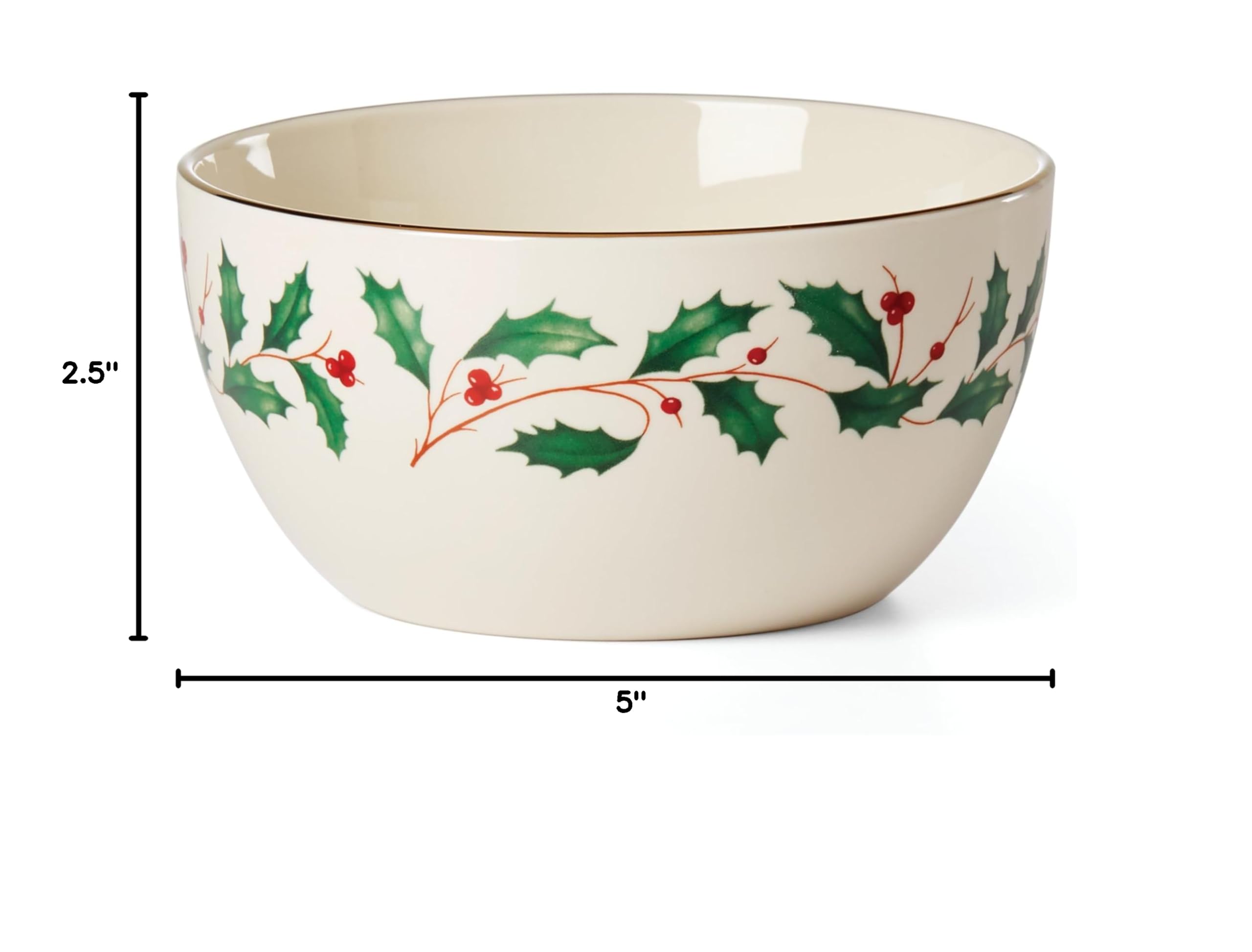 Lenox 893493 Holiday Small Bowl 14 oz - Christmas Hosting Serving Bowl for Holiday Parties, Dinnerware Set, Festive Table Decor - Perfect for Christmas Dinner, Thanksgiving, and Holiday Entertaining