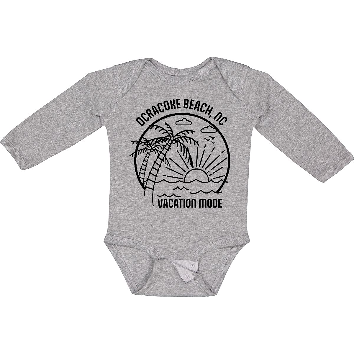 Inktastic Summer Vacation Mode Ocracoke Beach North Carolina Long Sleeve Creeper - Comfortable Beachwear for Women, Perfect for Vacation, Travel & Casual Outings