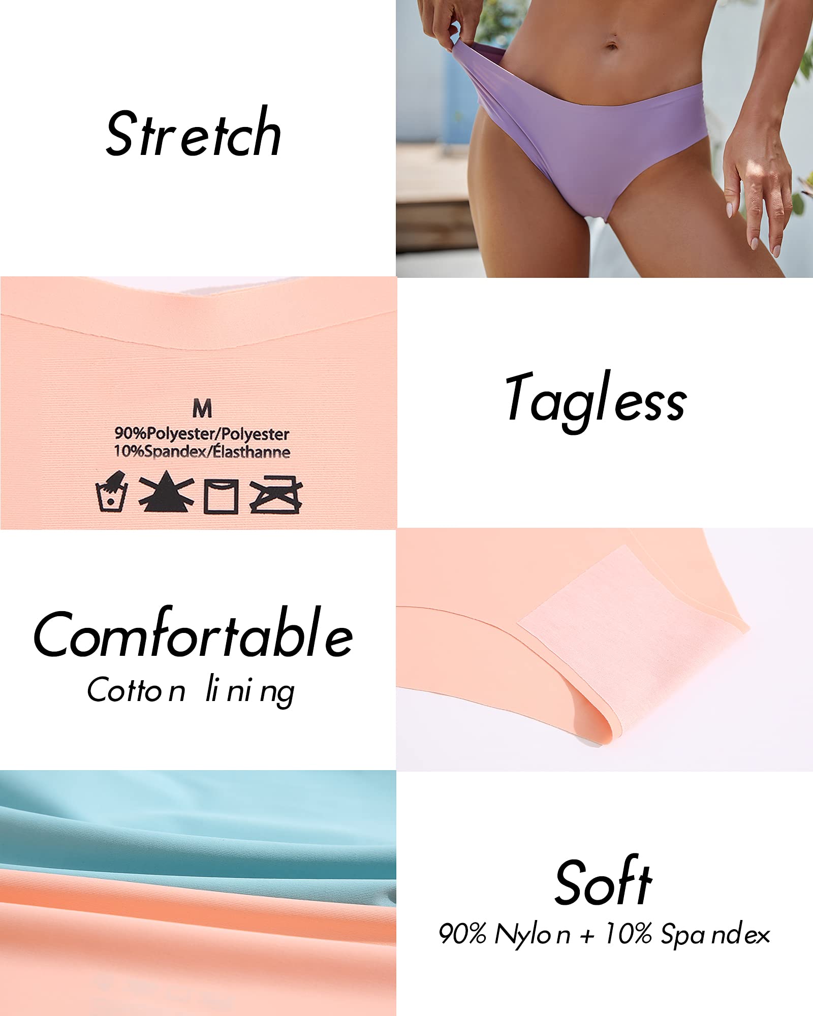 ROSYCORAL Women's Seamless Bikini Panties - Soft Stretch No Show Underwear - 9 Pack Cheeky Hipster Briefs (XS-L) for Everyday Comfort & Invisible Coverage Under Tight Clothing