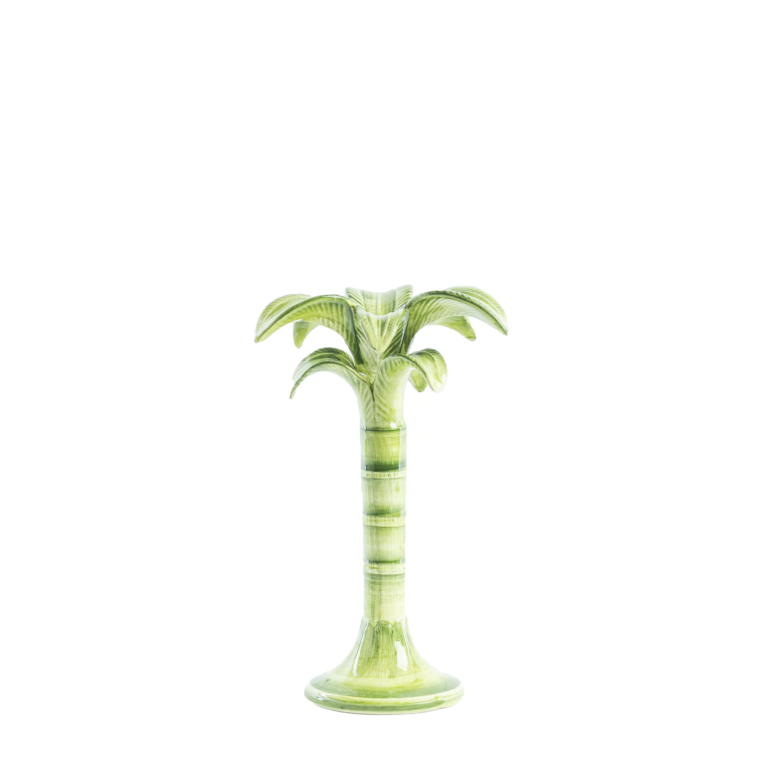 Handpainted Medium Green Palm Leaf Candle Holder - Boho Home Decor for Living Room, Bedroom, or Wedding Centerpiece