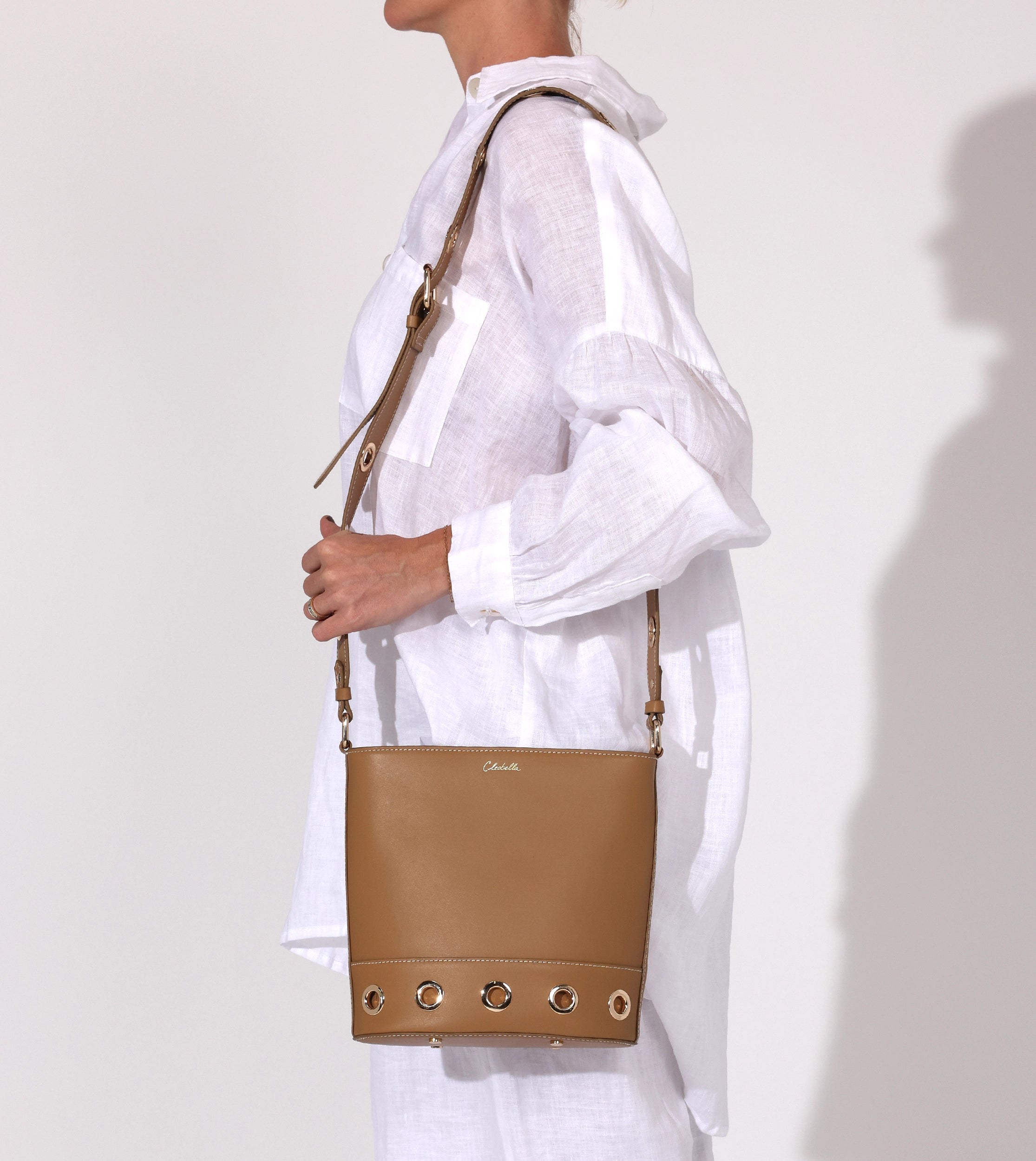 Rochelle Genuine Leather Bucket Bag in Caramel - Stylish Crossbody Purse for Women, Perfect for Work, Travel & Everyday Use