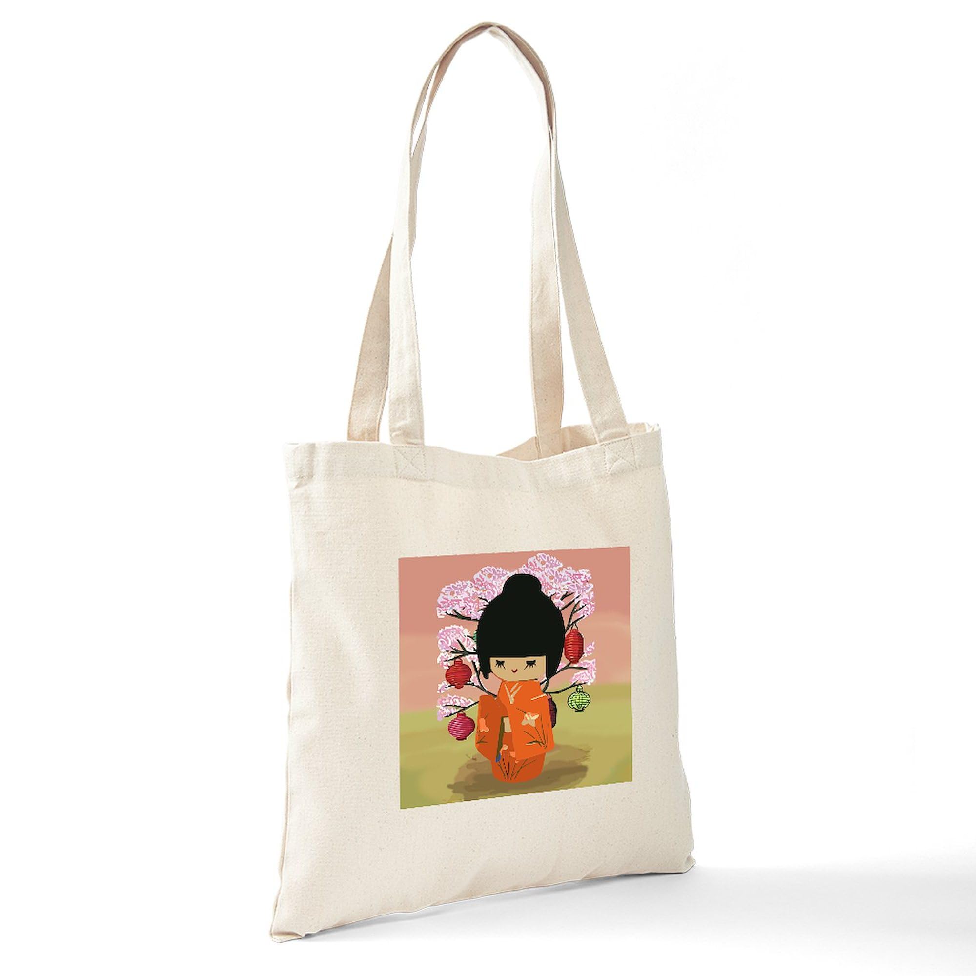Stylish Kawaii Kokeshi Doll Canvas Tote Bag - Eco-Friendly Reusable Shopping Bag for Women | Perfect for Groceries, Beach Trips & Daily Use
