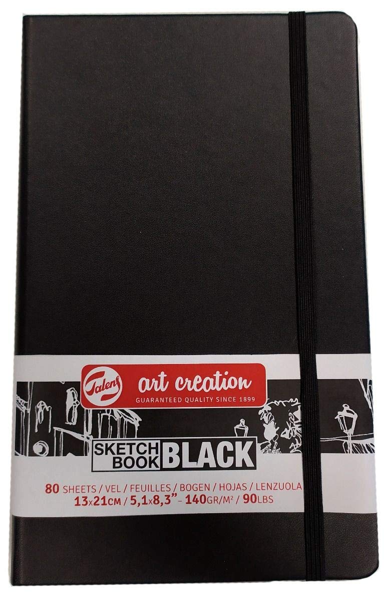 Premium Black Sketch Book for Artists - 13x21cm (5x8 inches) - Ideal for Drawing, Sketching & Watercolor Painting - Perfect Gift for Artists & Students