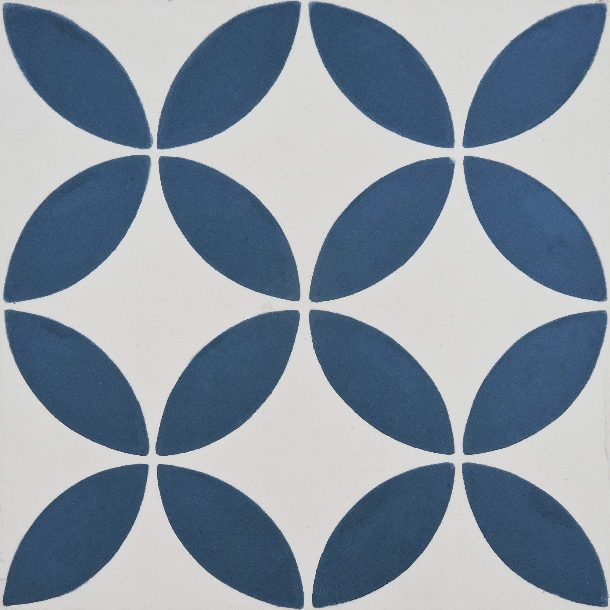 Handmade Moroccan Cement Mosaic Tile - Navy Blue & White Geometric Pattern for Kitchen Backsplash, Bathroom Floor, and Outdoor Patio Decor