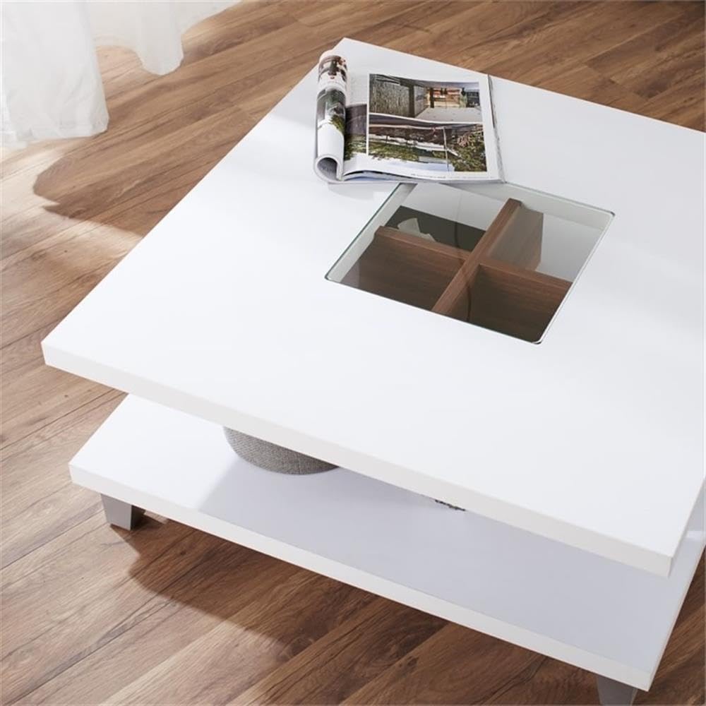 Furniture of America Calloway Solid Wood Square Coffee Table with Storage Shelf - Walnut Finish for Living Room, Lounge & Home Decor