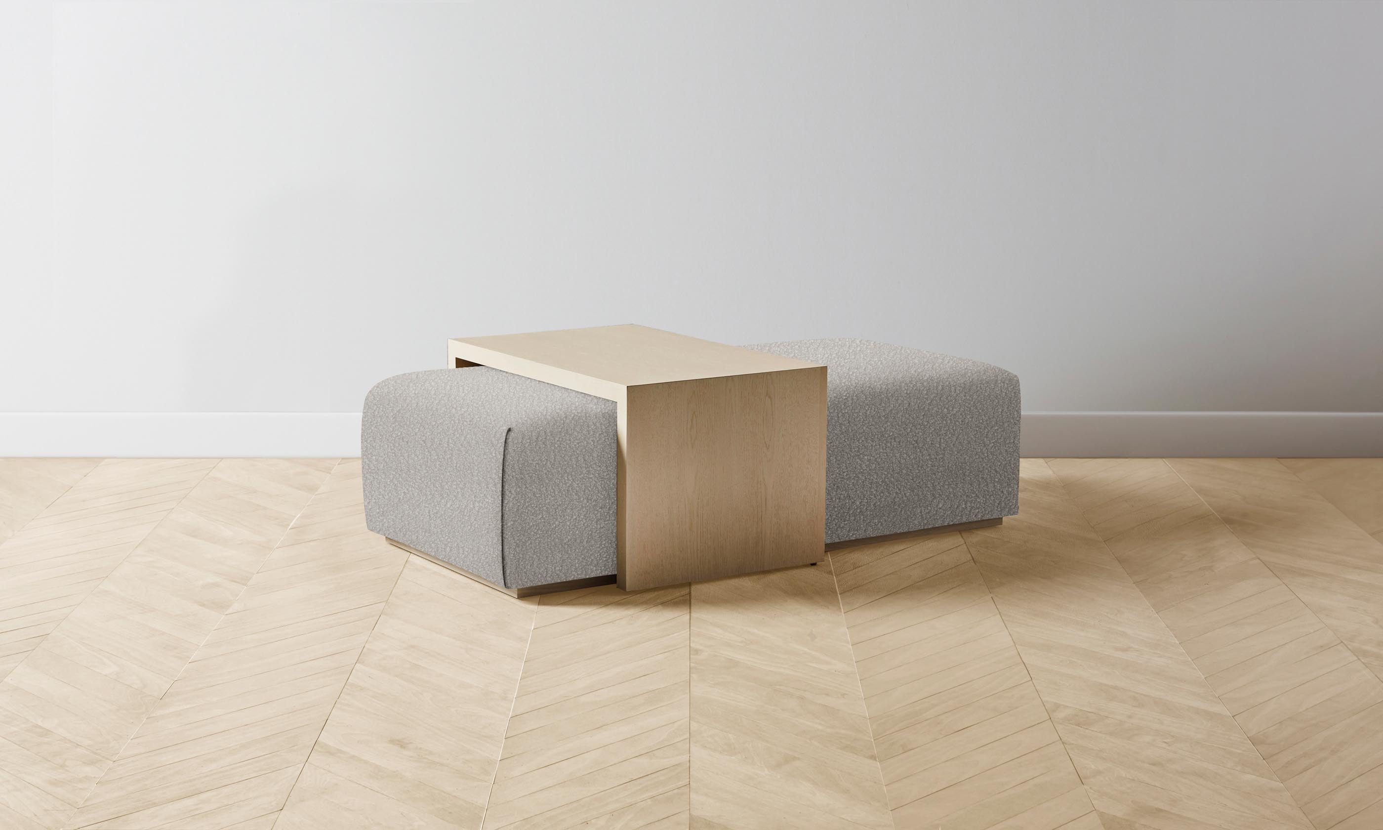 The Bowery Ottoman - Italian Bouclé Fossil Upholstered Footstool | Modern Living Room Accent Piece for Cozy Home Decor
