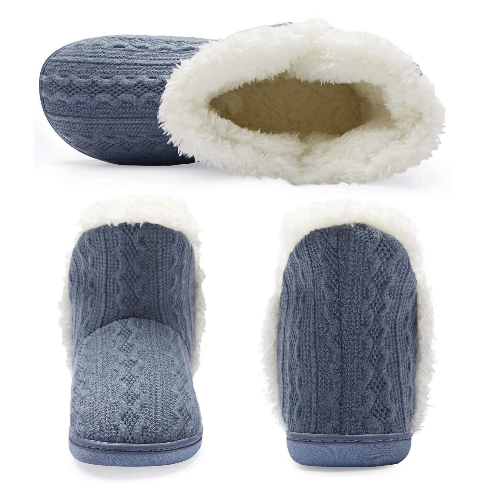 TUOBUQU Women's Winter Bootie Slippers - Cozy Fluffy Plush House Shoes for Indoor & Outdoor Use - Warm Fuzzy Slippers for Home, Office, Travel and Cold Weather Comfort