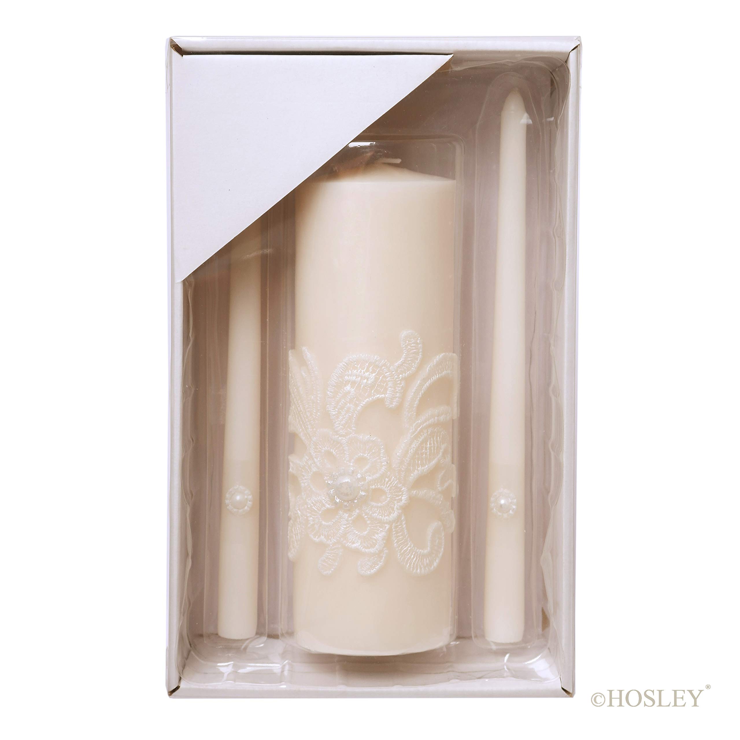 11.5-Inch Cream Wedding Unity Candle Set - Hosley Pillar & Taper Candles for Wedding Ceremonies, Special Events & Home Decor - Perfect for Vows, Reiki Spa Relaxation & Emergency Lighting