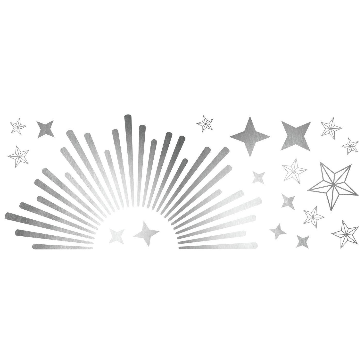 RoomMates RMK3897BX Sunburst Peel and Stick Wall Decals with Round Mirror - Silver | Self-Adhesive Wall Art for Bedroom, Nursery, Living Room Decor