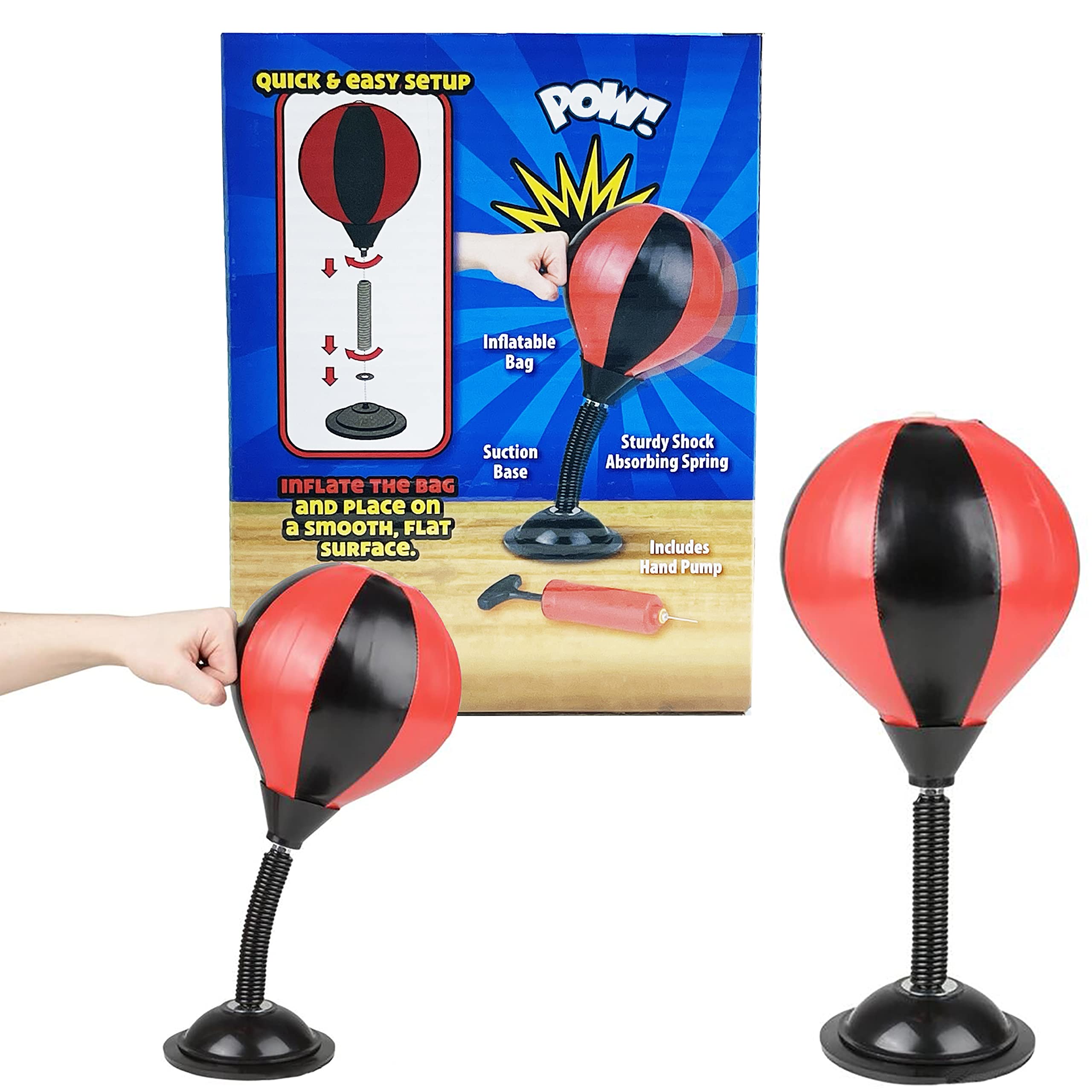 Desktop Punching Bag for Stress Relief, Fun Table Top Games for Kids, Junior Beginner Party Favors for Birthday Celebrations and Office Desk Decor
