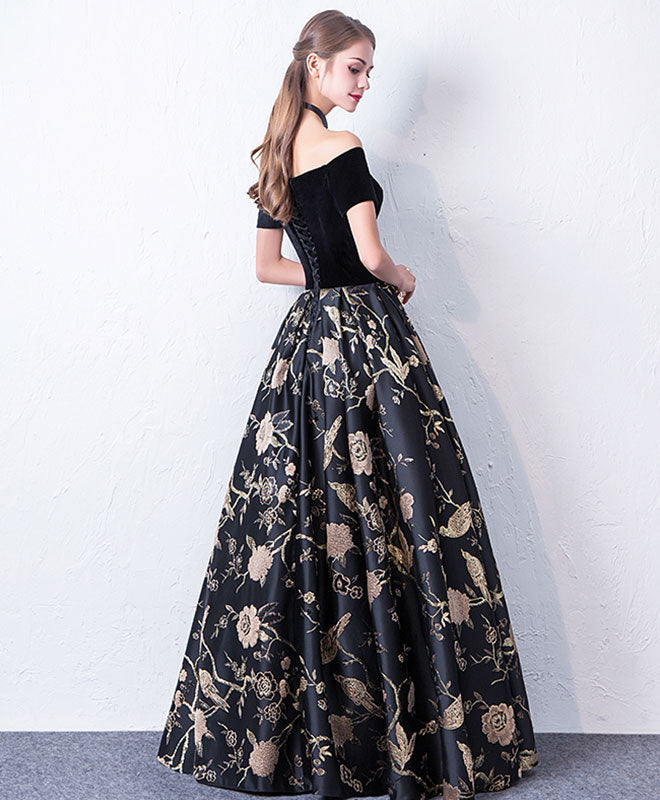 Elegant Black Off Shoulder Long Prom Dress for Women - Formal Evening Gown for Homecoming, Ball, and Special Occasions