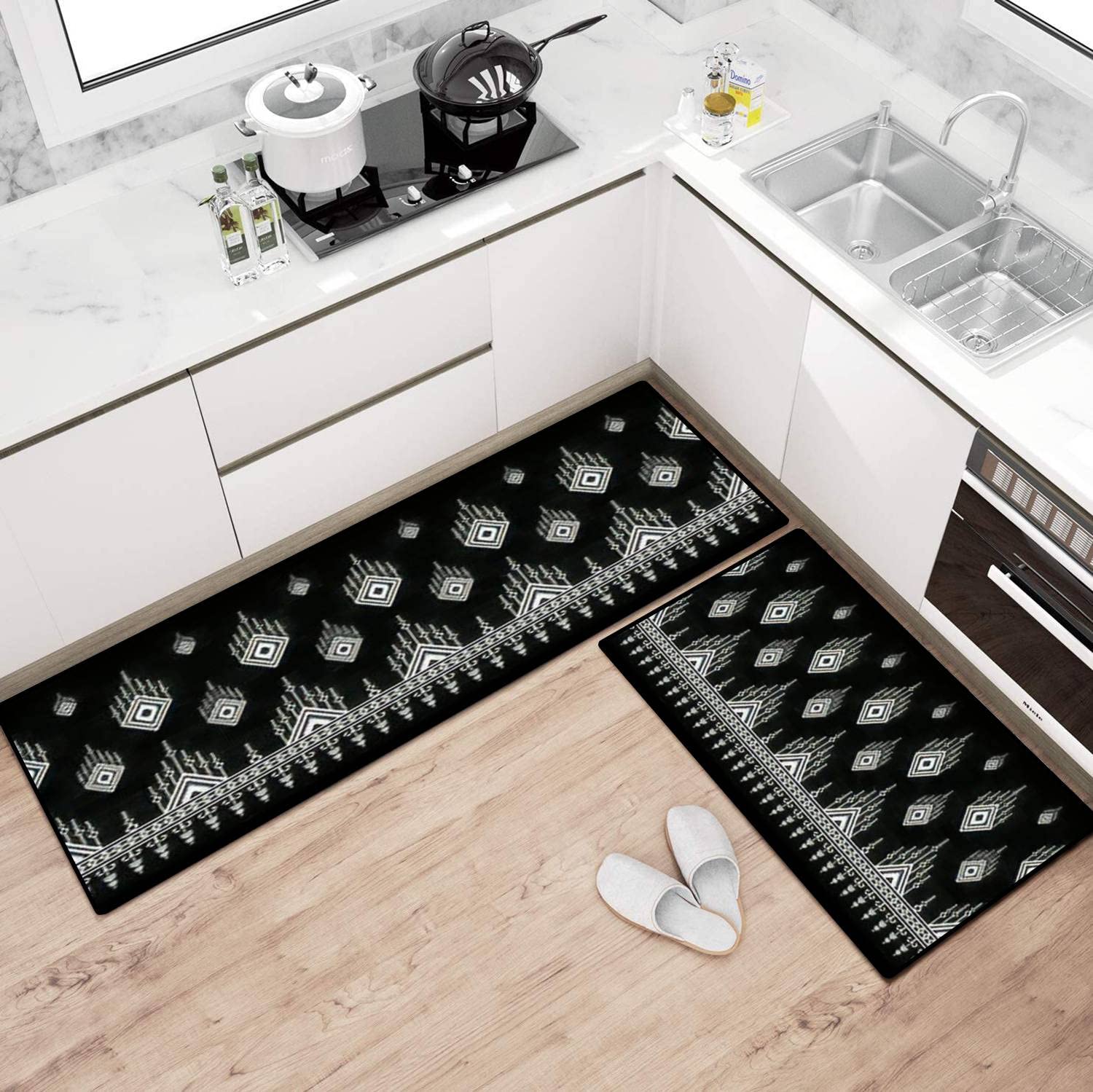 Tribal Folk Kitchen Rugs Set - Non-Slip Washable Floor Mats for Home Decor