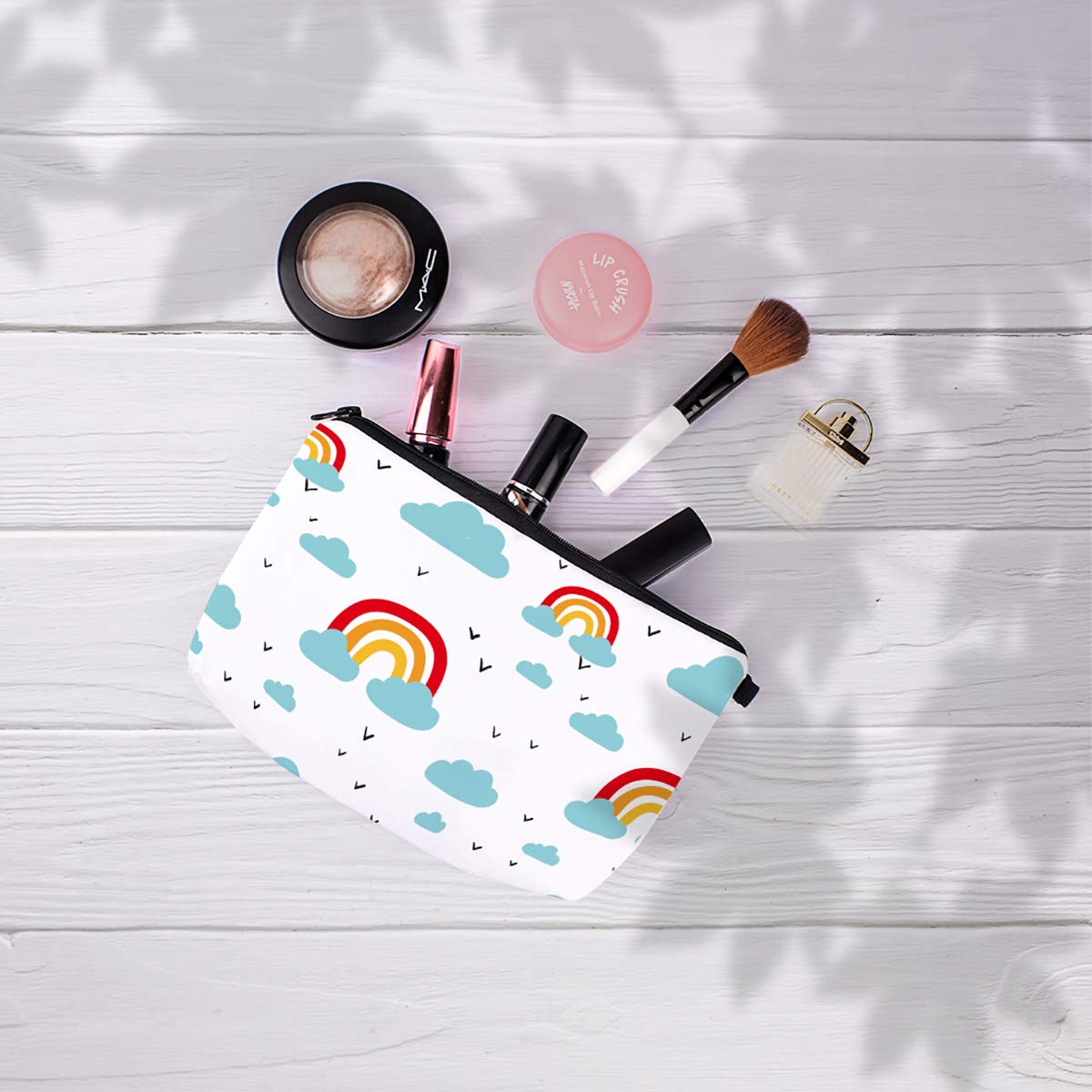 Crazyify Dreamy Rainbow Cosmetic Bag for Women - Waterproof Canvas Makeup Pouch with Zipper, Travel Toiletry Organizer | Perfect for Travel, Gym & Daily Storage