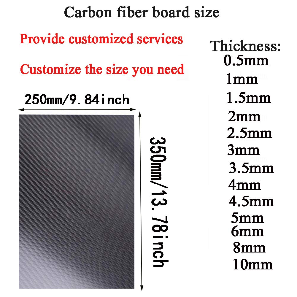 3K Carbon Fiber Plate Panel for RC Airplanes, DIY Drones - 250x350x6mm (Twill, Matte Finish) - Lightweight & Durable for RC Models, Aircraft Repair, and Custom Builds