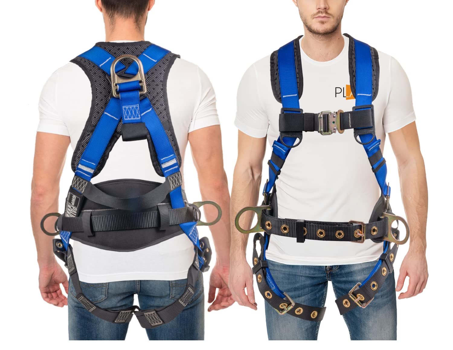Palmer Safety Hammerhead 5-Point Back Padded Safety Harness with QCB Chest Buckle & Tongue Buckle Leg Straps - OSHA Compliant Fall Protection for Construction, Roofing & Industrial Work
